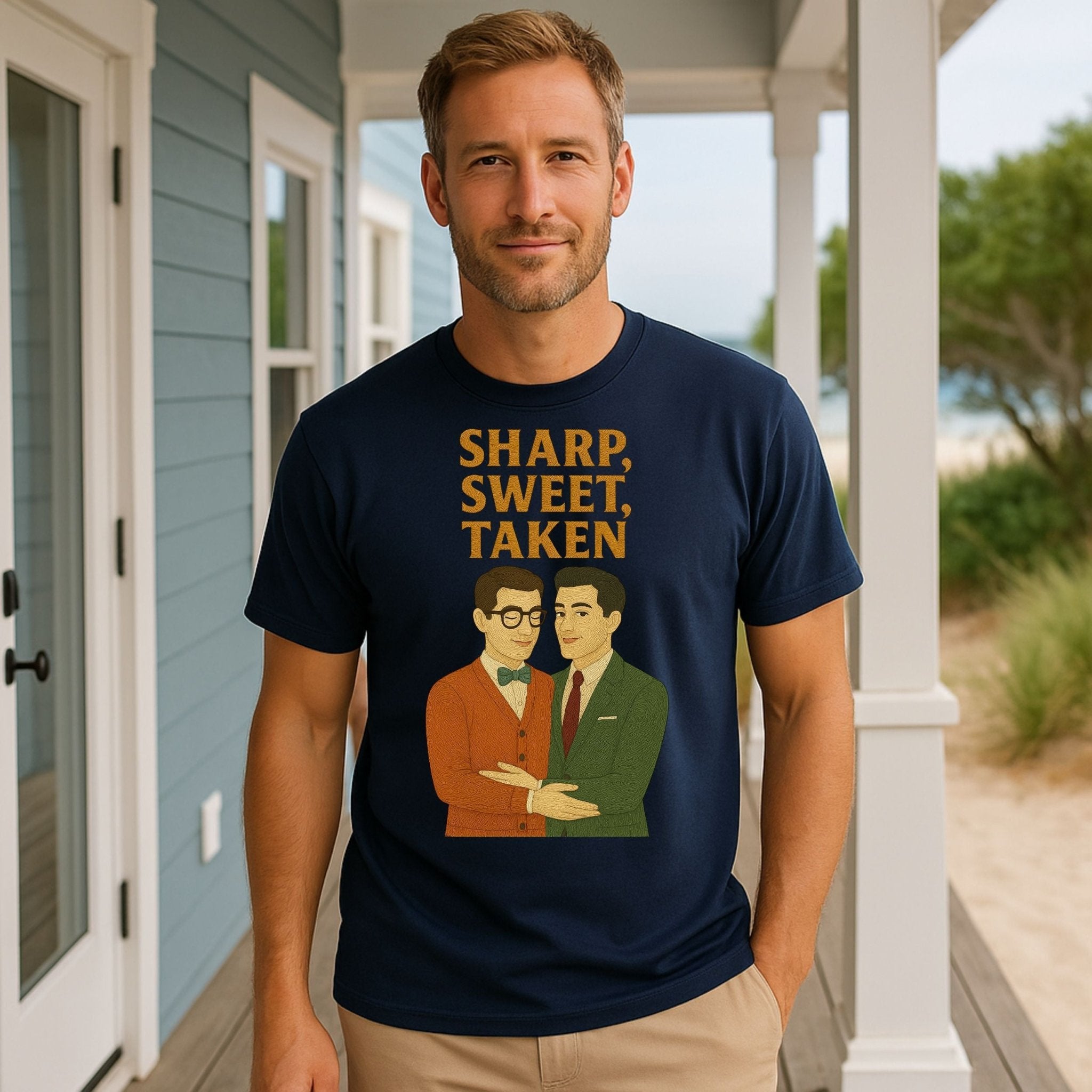 Sharp Sweet Taken Shirt – 1950s Gay Couple T-Shirt, Embroidered Style Romantic Tee - Craig Michael Design