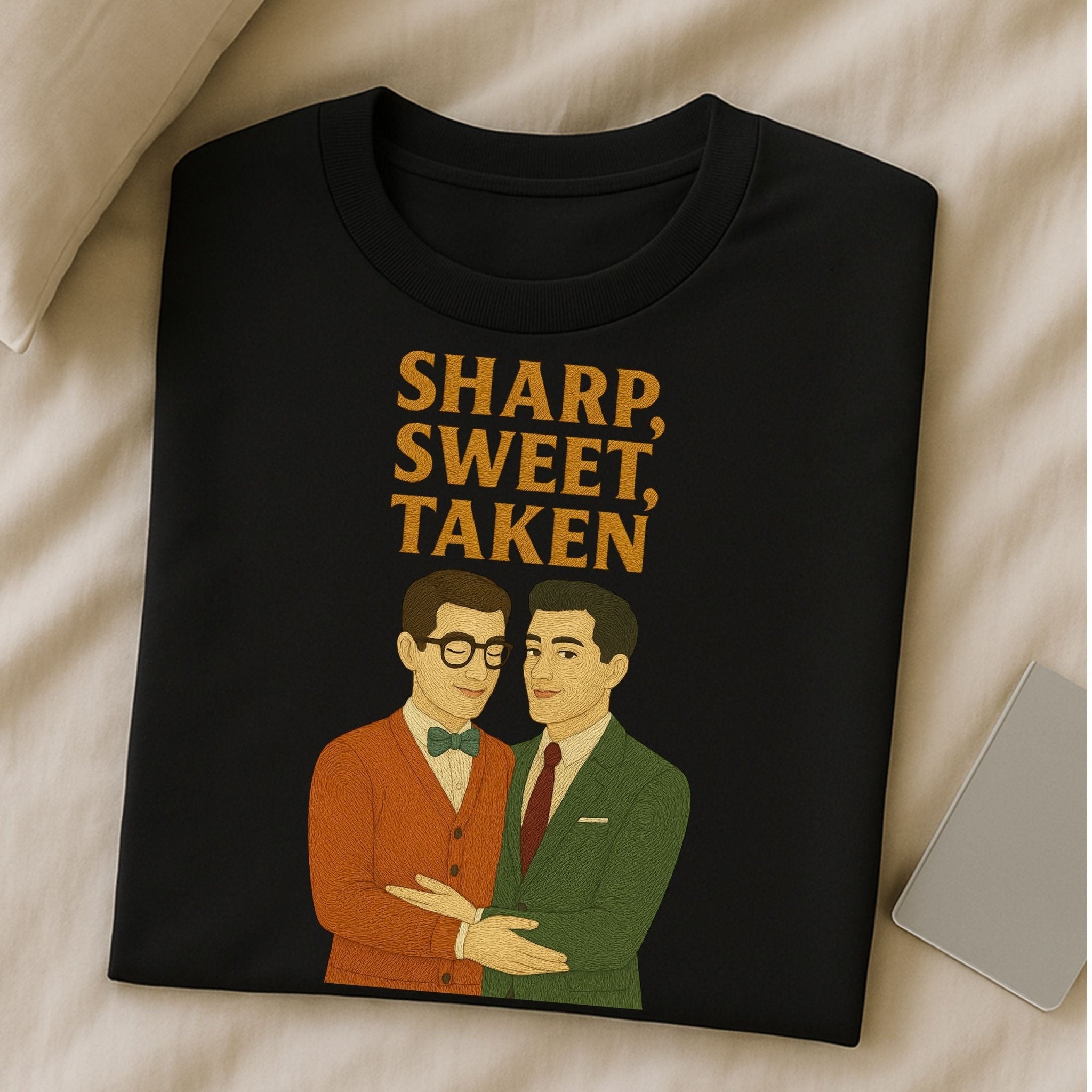 Sharp Sweet Taken Shirt – 1950s Gay Couple T-Shirt, Embroidered Style Romantic Tee - Craig Michael Design