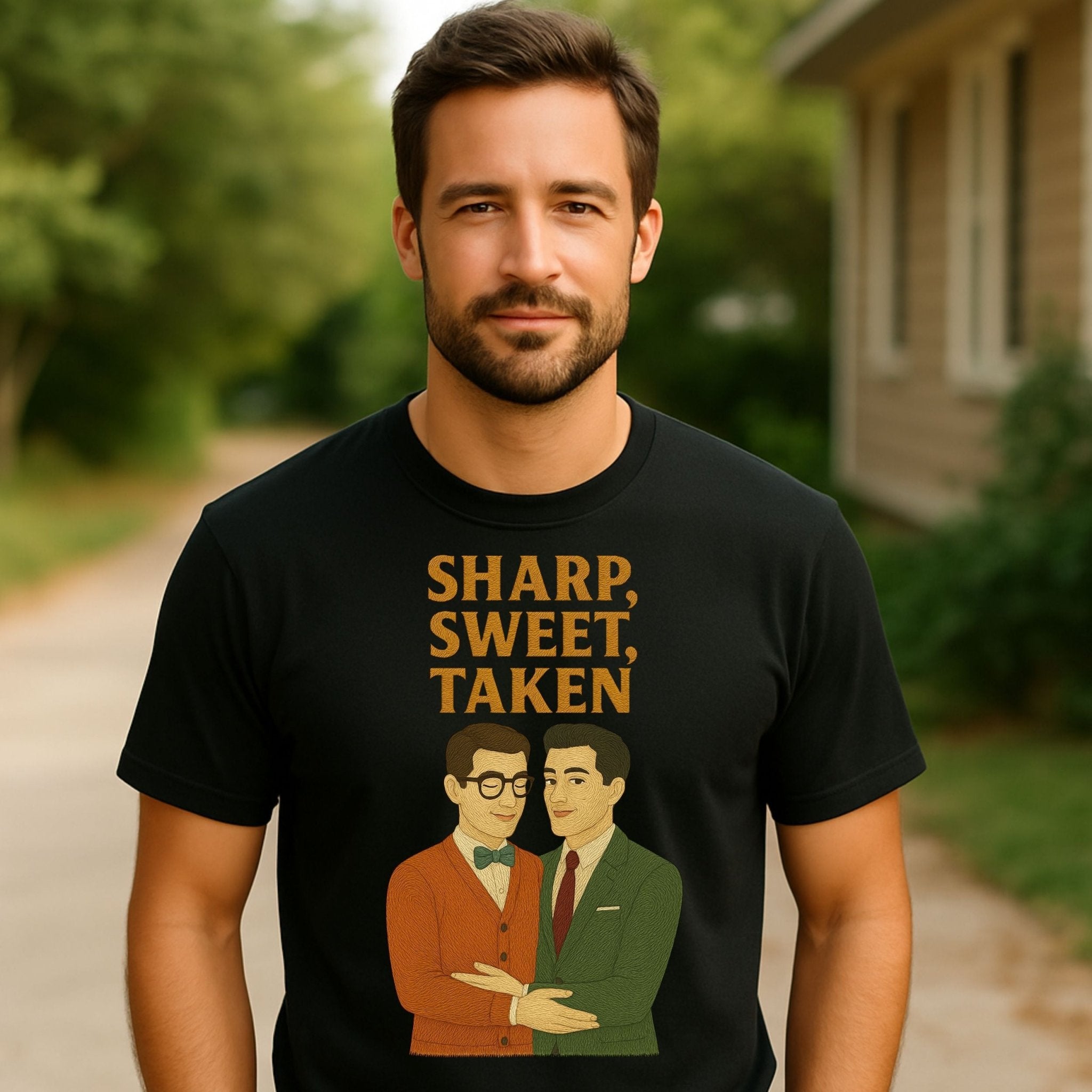 Sharp Sweet Taken Shirt – 1950s Gay Couple T-Shirt, Embroidered Style Romantic Tee - Craig Michael Design