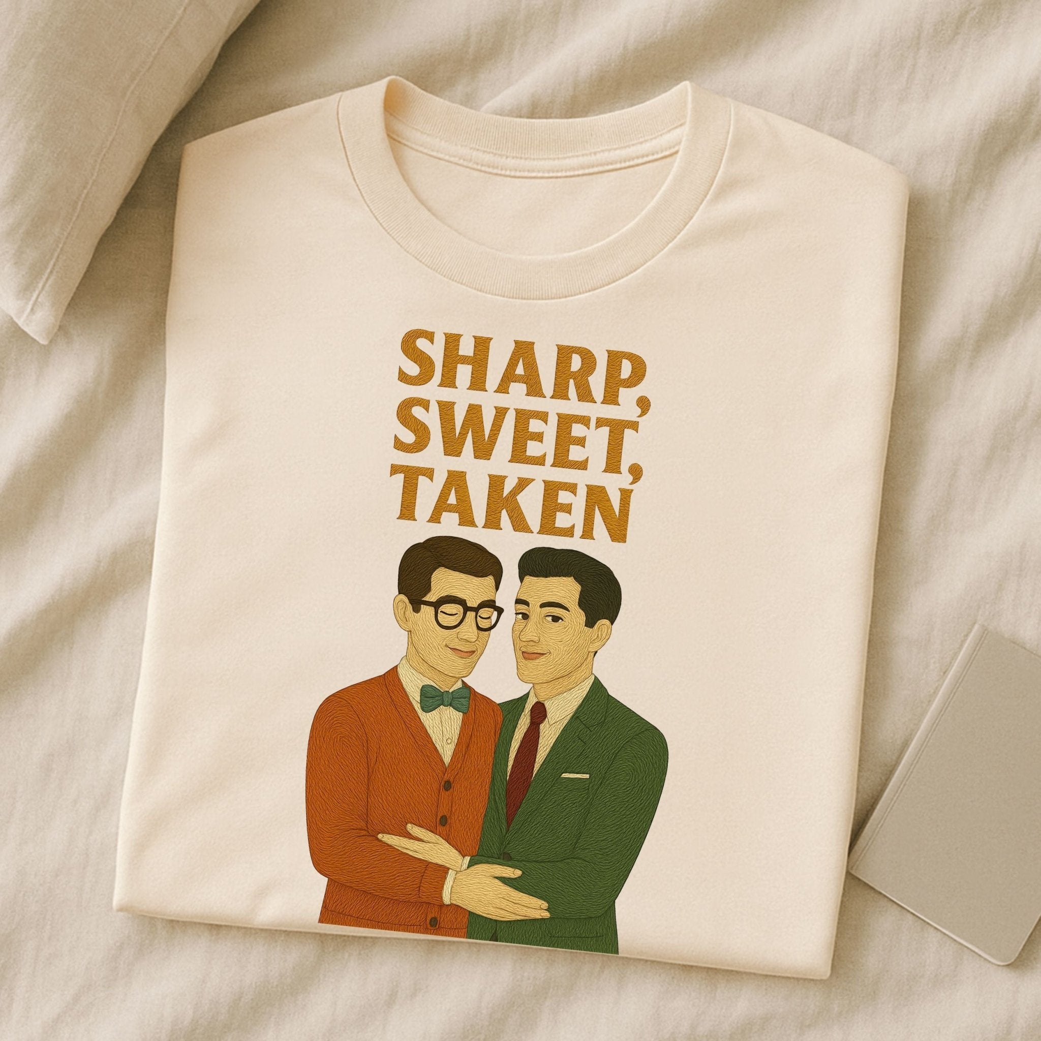 Sharp Sweet Taken Shirt – 1950s Gay Couple T-Shirt, Embroidered Style Romantic Tee - Craig Michael Design