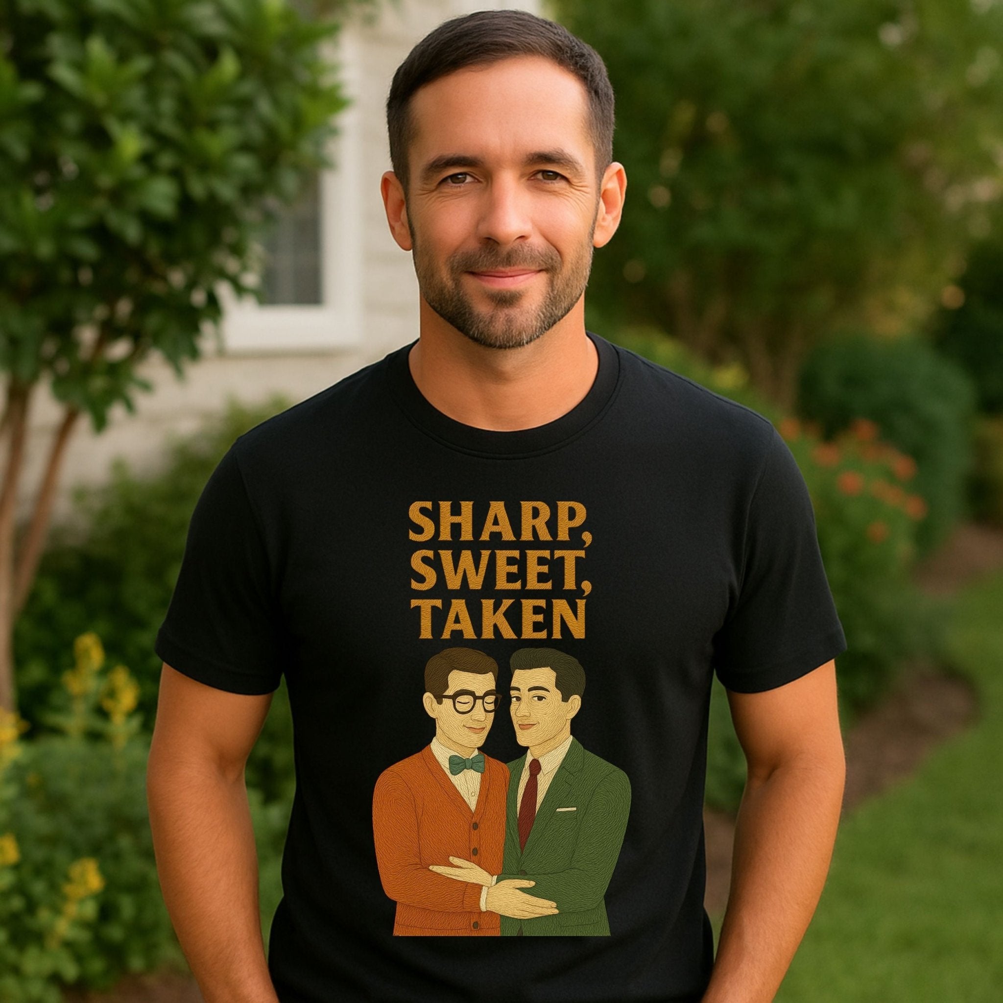 Sharp Sweet Taken Shirt – 1950s Gay Couple T-Shirt, Embroidered Style Romantic Tee - Craig Michael Design