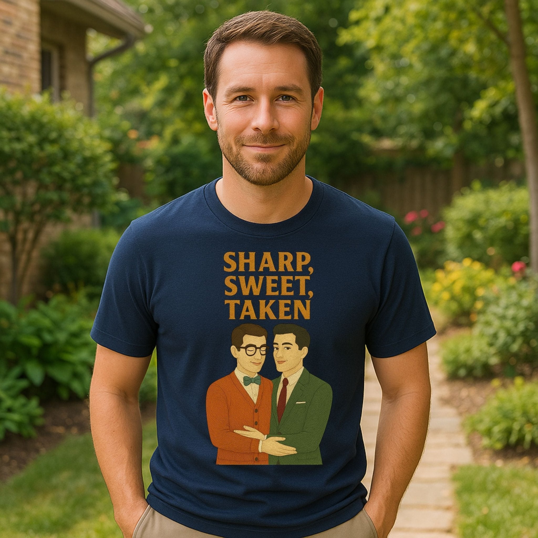 Sharp Sweet Taken Shirt – 1950s Gay Couple T-Shirt, Embroidered Style Romantic Tee - Craig Michael Design