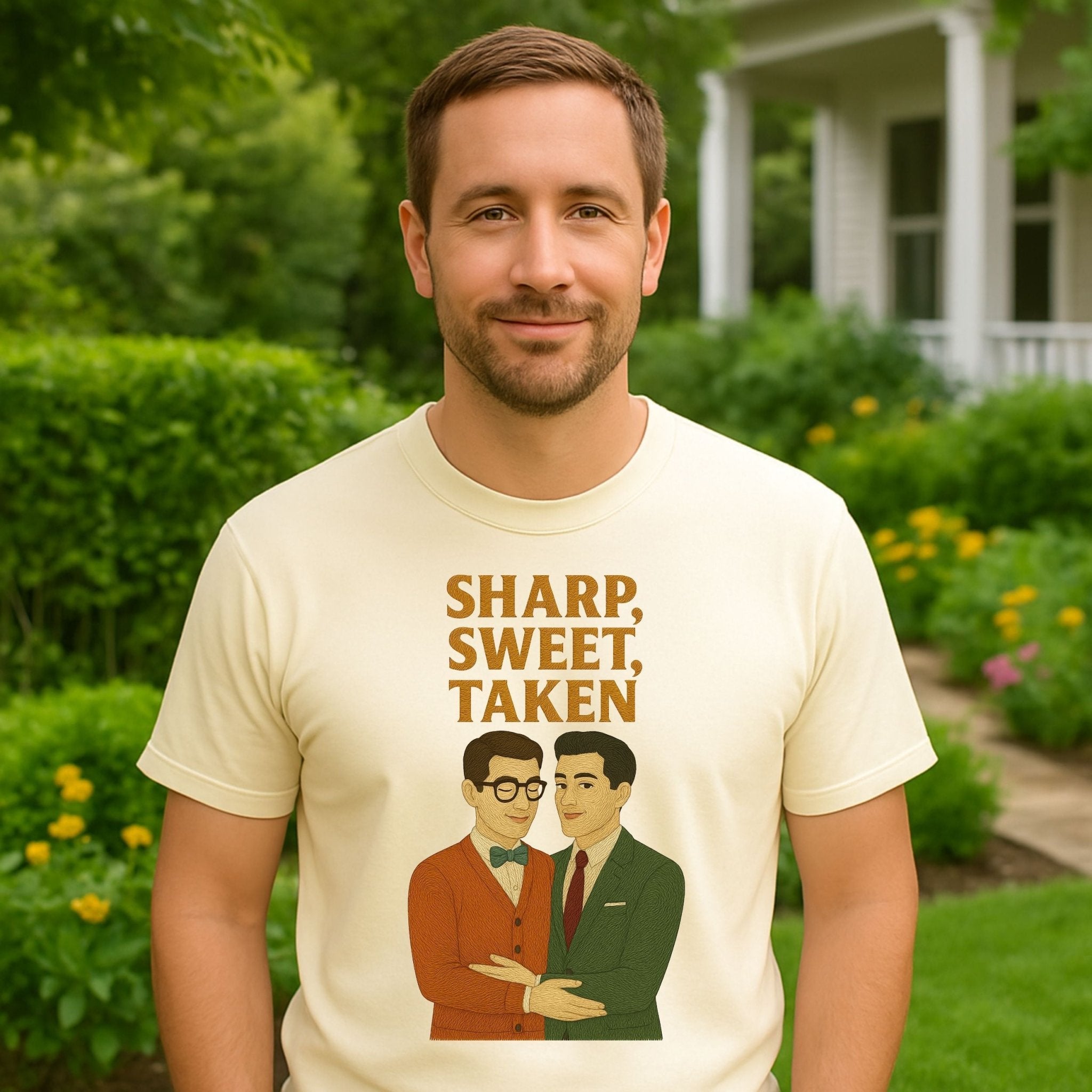 Sharp Sweet Taken Shirt – 1950s Gay Couple T-Shirt, Embroidered Style Romantic Tee - Craig Michael Design
