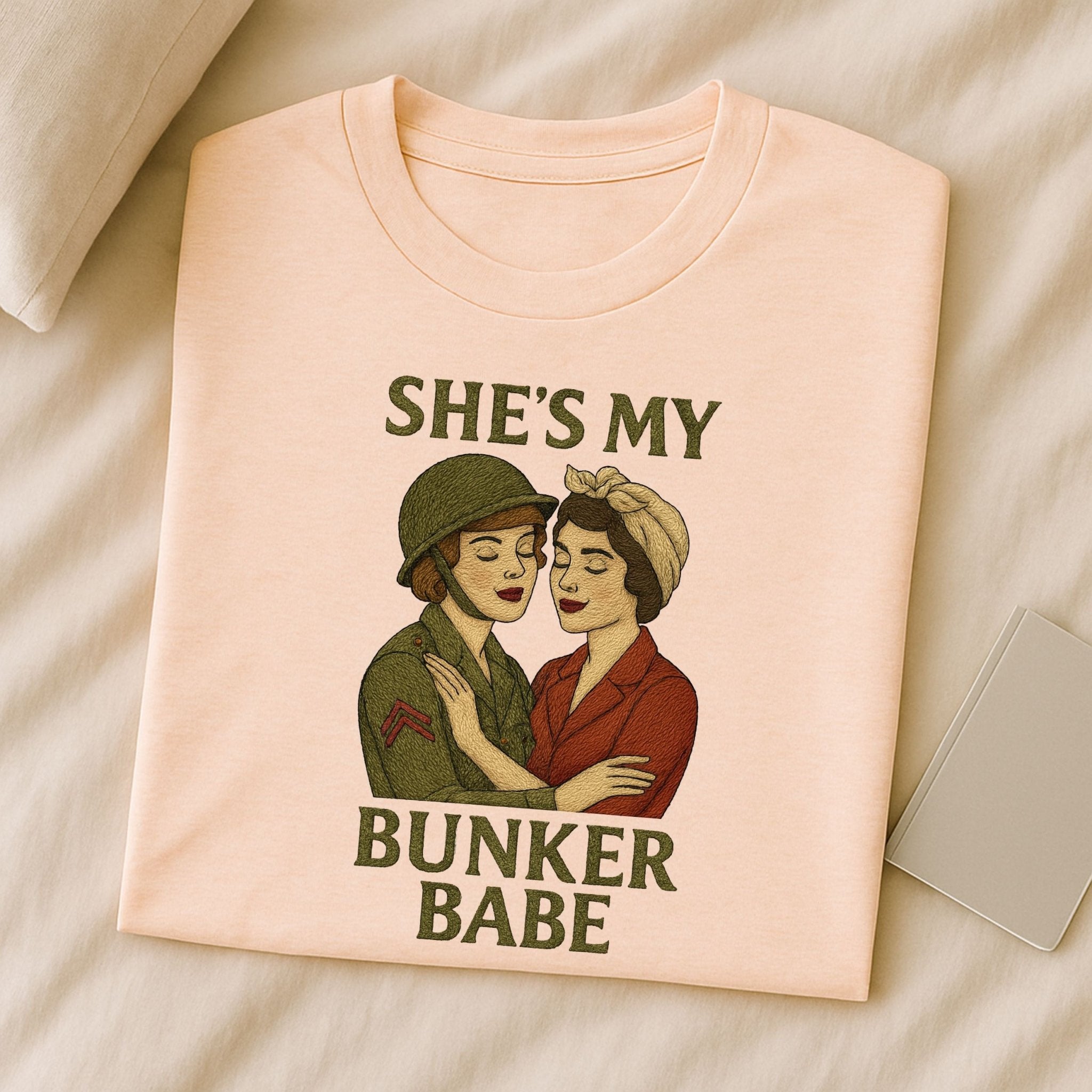 She’s My Bunker Babe – 1940s Lesbian T-Shirt, Retro Sapphic Resilience Gift - Craig Michael Design