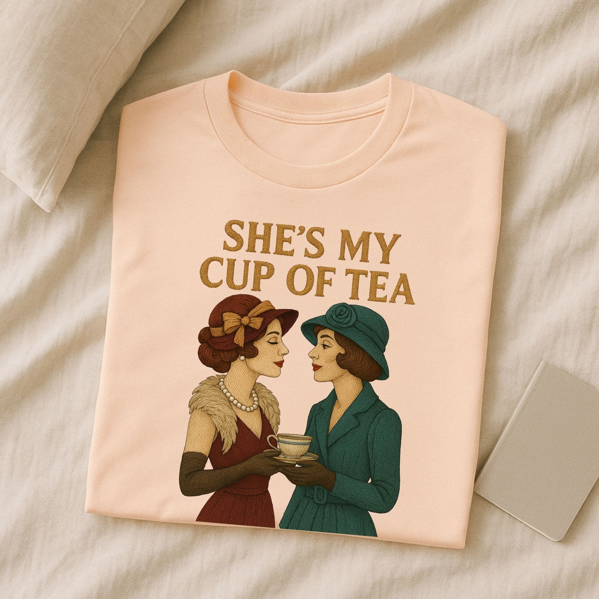 She’s My Cup of Tea – Vintage Sapphic T-Shirt, Romantic Lesbian Gift - Craig Michael Design
