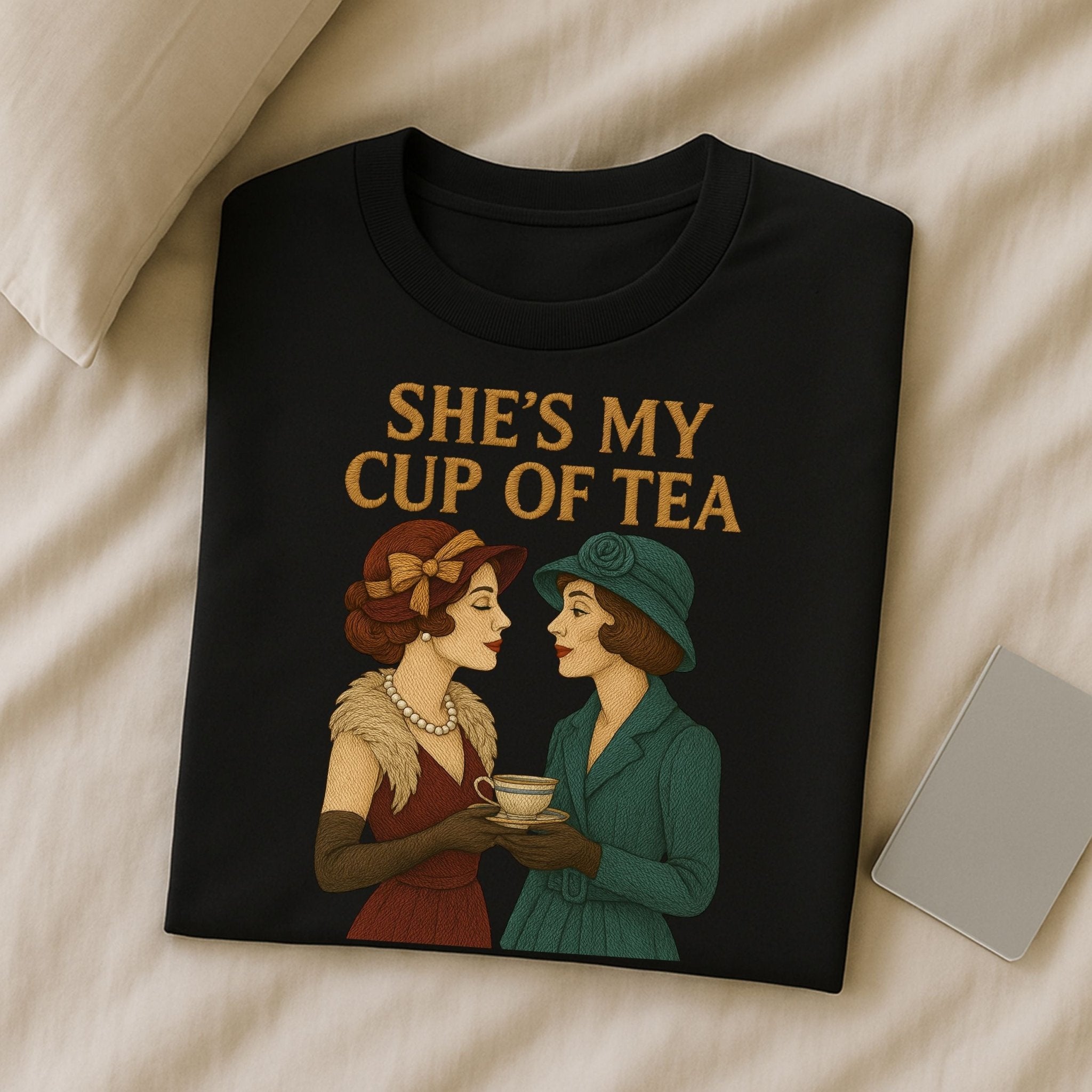 She’s My Cup of Tea – Vintage Sapphic T-Shirt, Romantic Lesbian Gift - Craig Michael Design