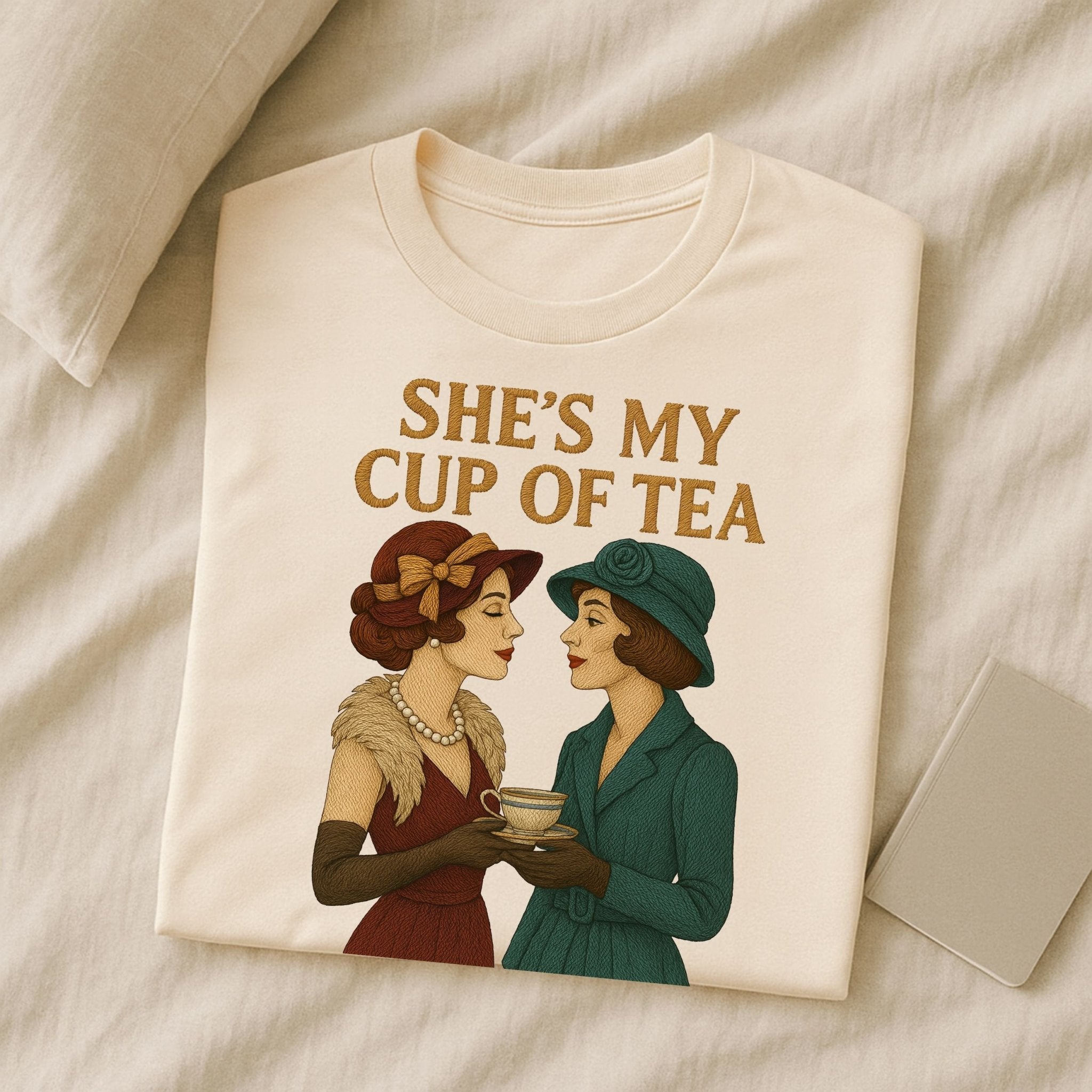 She’s My Cup of Tea – Vintage Sapphic T-Shirt, Romantic Lesbian Gift - Craig Michael Design