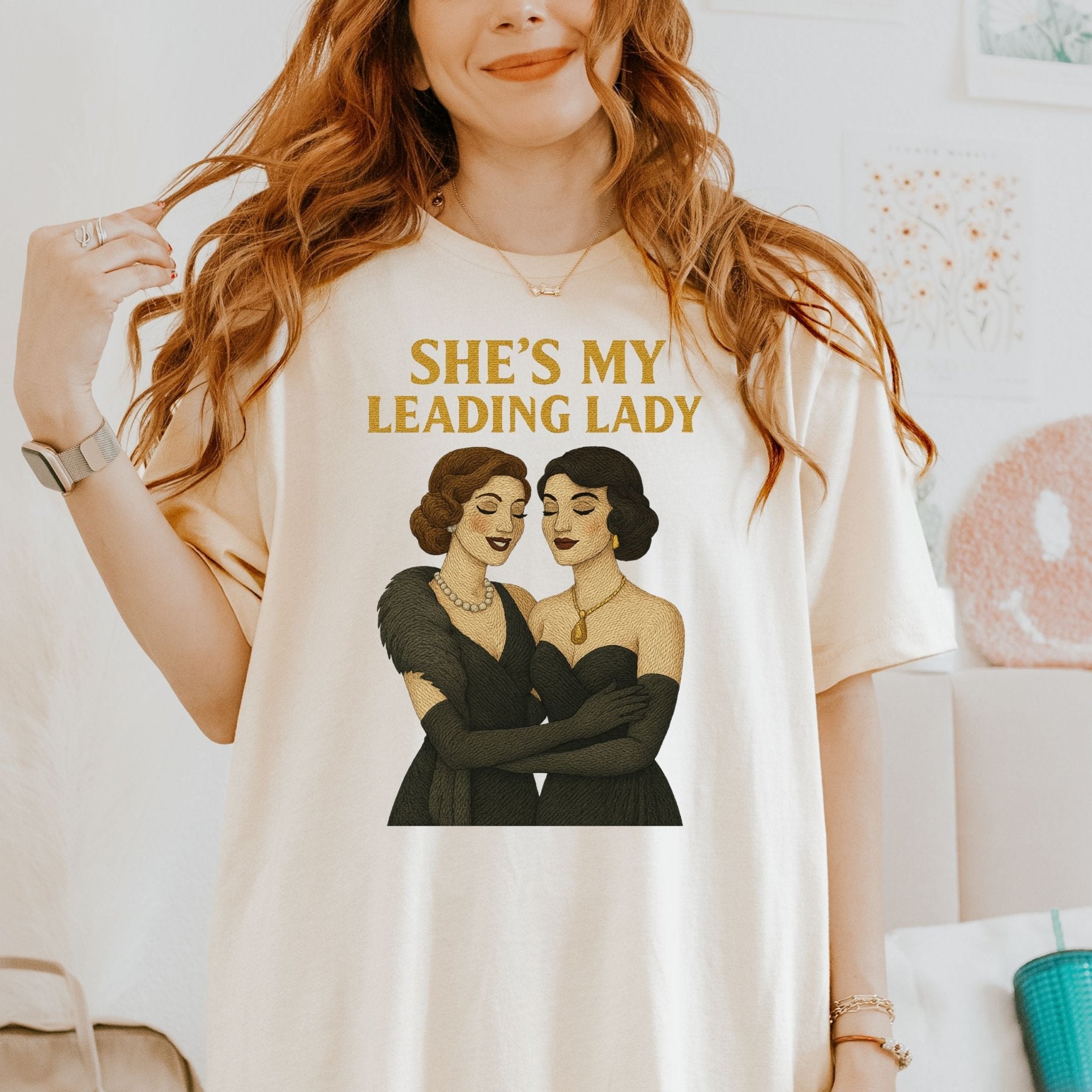 She’s My Leading Lady – 1930s Lesbian T-Shirt, Vintage Glam Pride Tee - Craig Michael Design