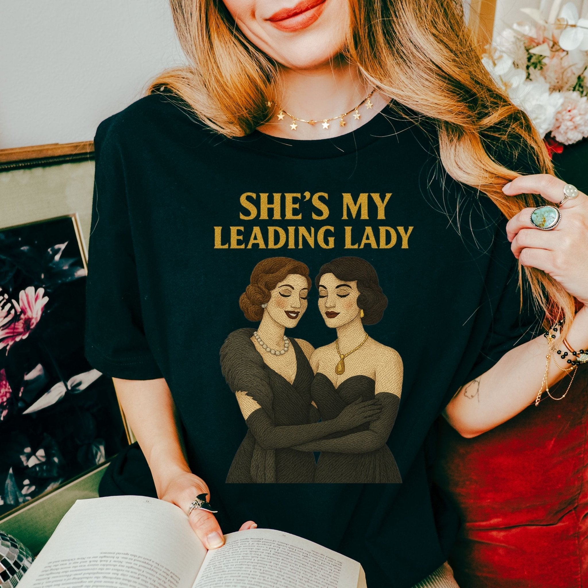 She’s My Leading Lady – 1930s Lesbian T-Shirt, Vintage Glam Pride Tee - Craig Michael Design