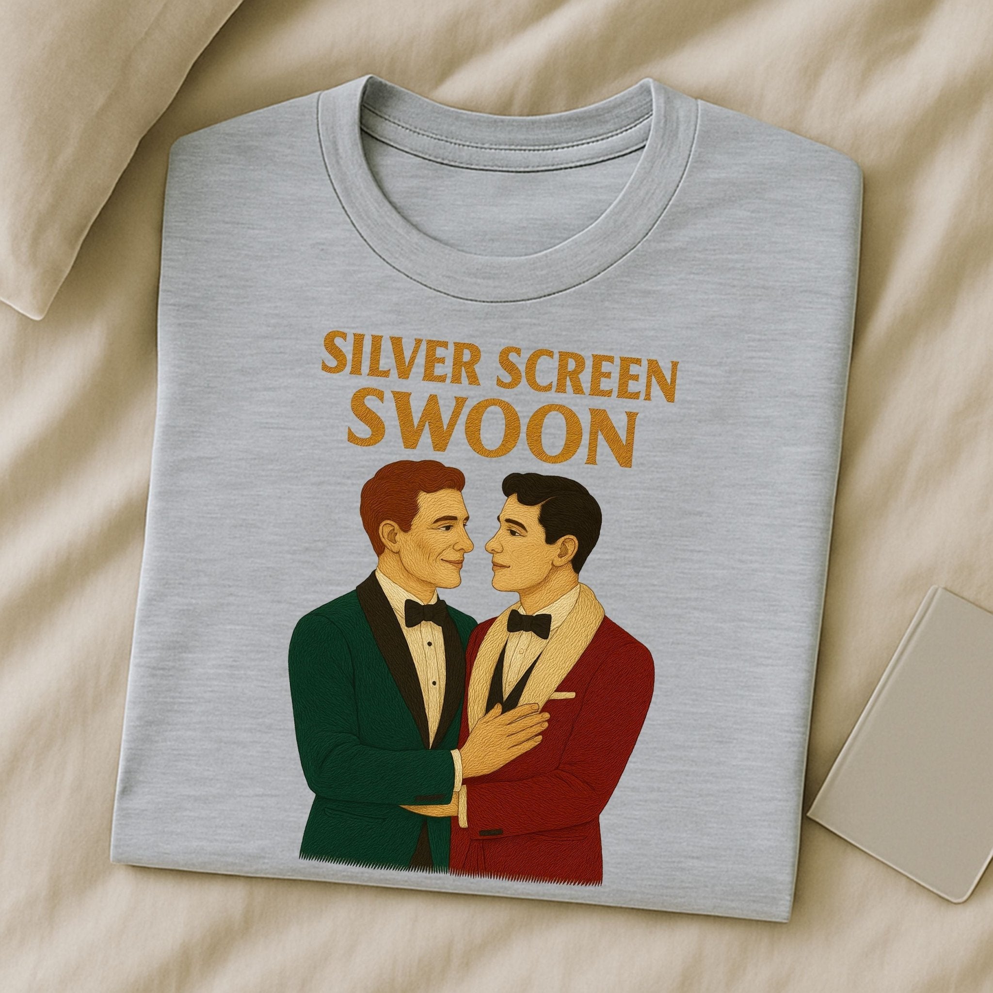Silver Screen Swoon Shirt – 1930s Gay Hollywood T-Shirt, Embroidered Style Vintage Tee - Craig Michael Design