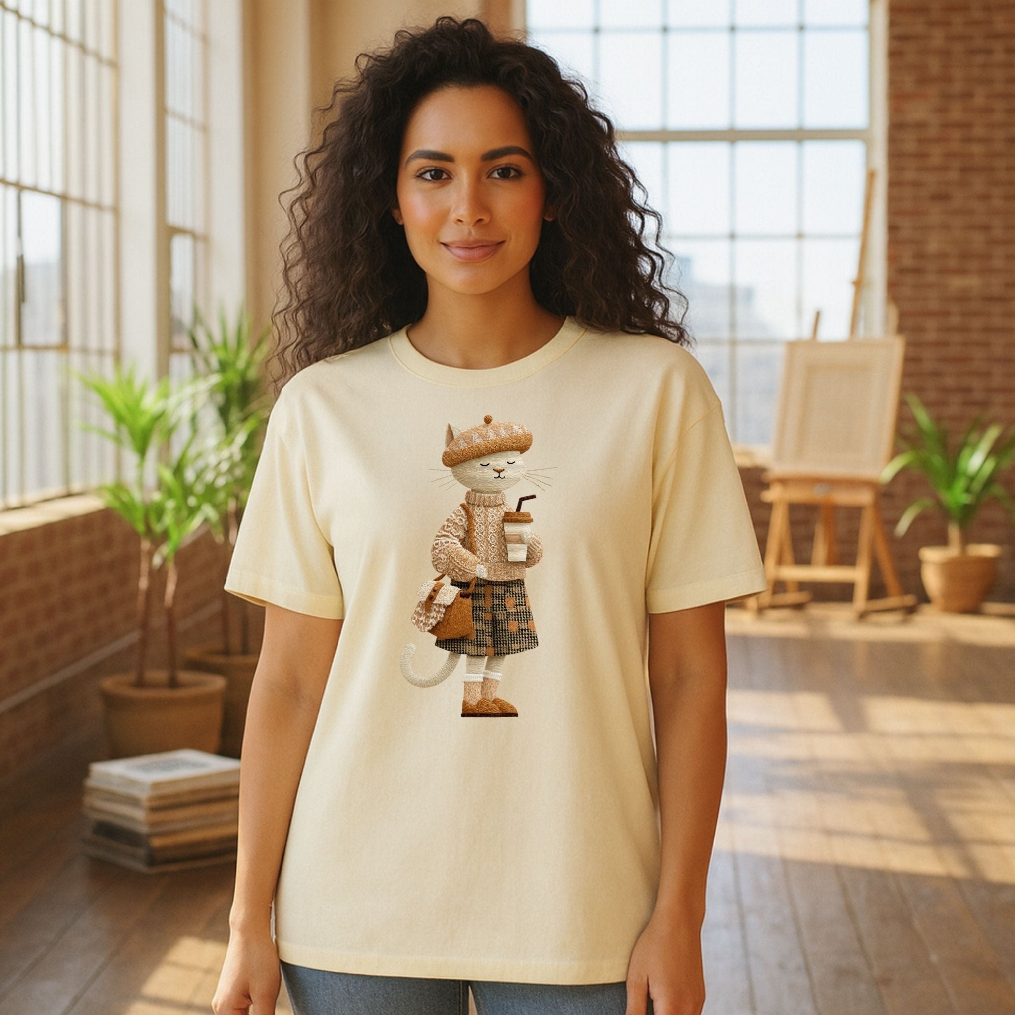 Smiling Autumn Plaid Kitty Tee - Craig Michael Design