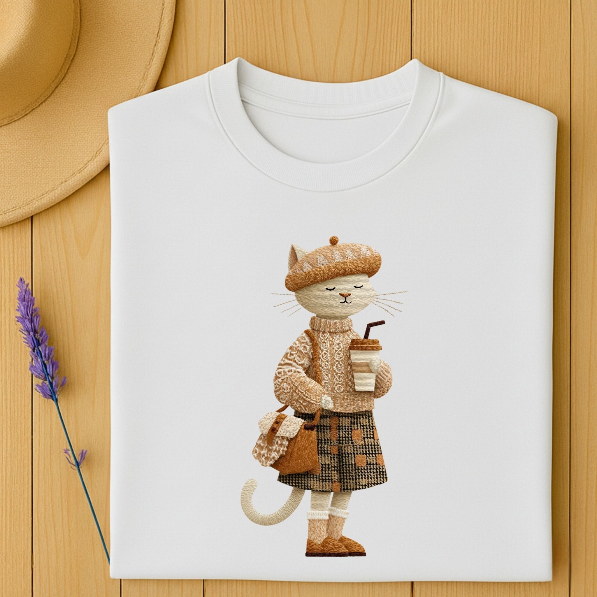 Smiling Autumn Plaid Kitty Tee - Craig Michael Design