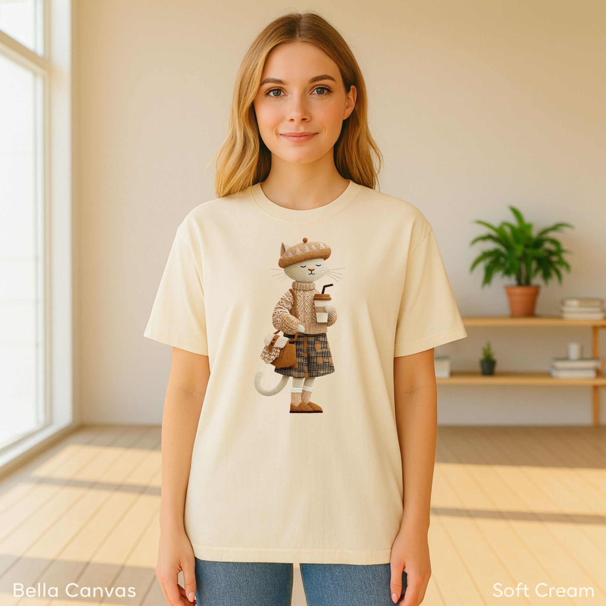 Smiling Autumn Plaid Kitty Tee - Craig Michael Design