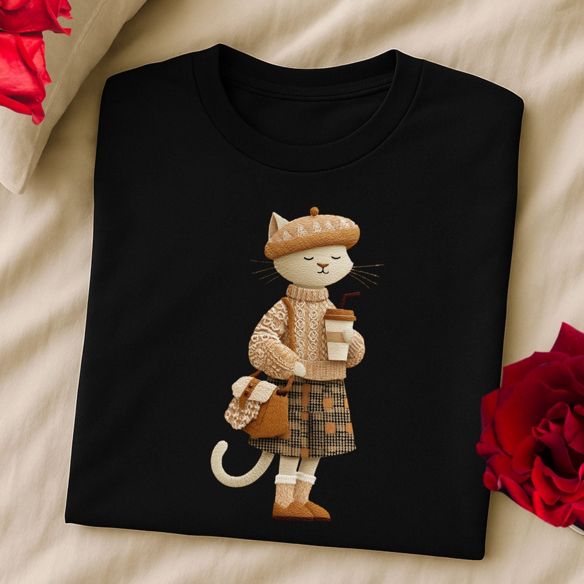 Smiling Autumn Plaid Kitty Tee - Craig Michael Design