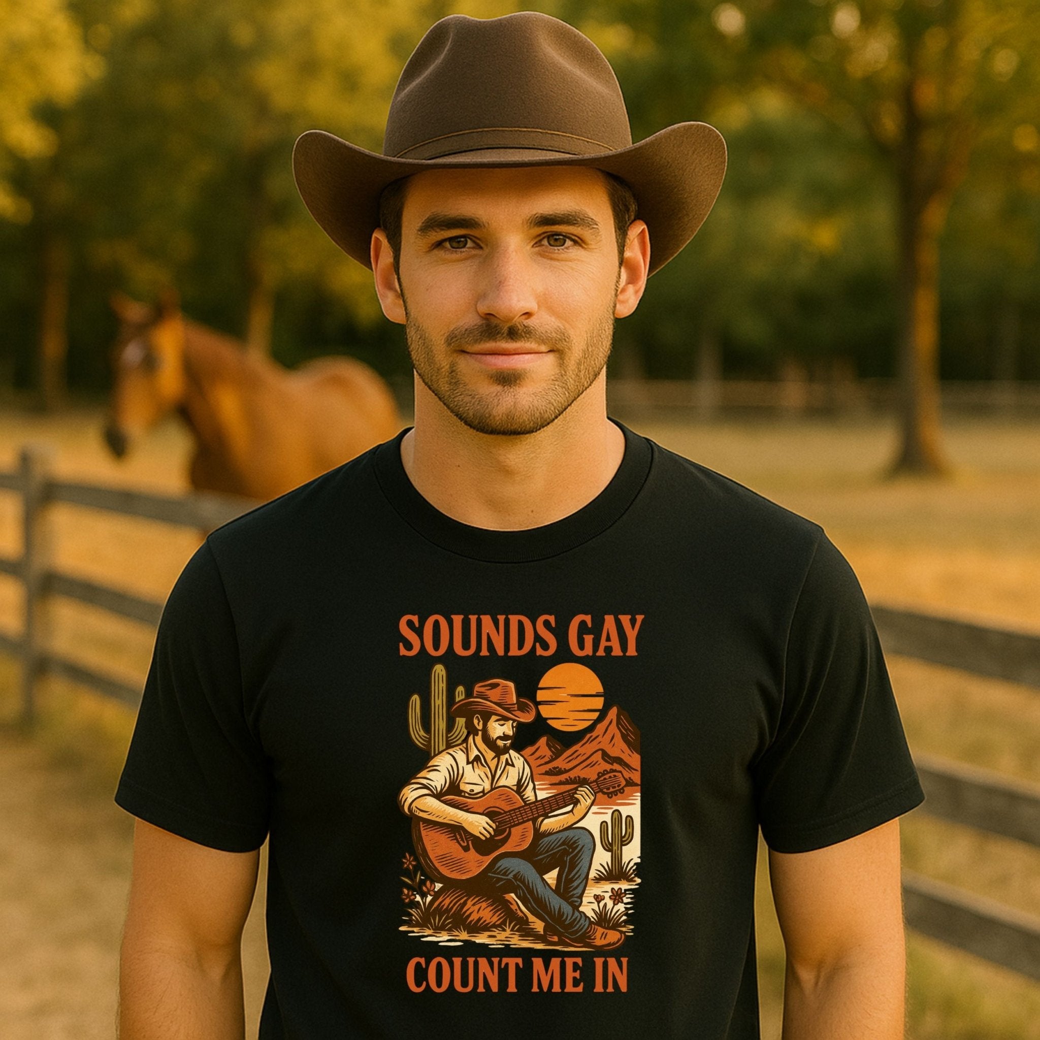 Sounds Gay Count Me In Shirt, Gay Cowboy Guitar T Shirt - Craig Michael Design