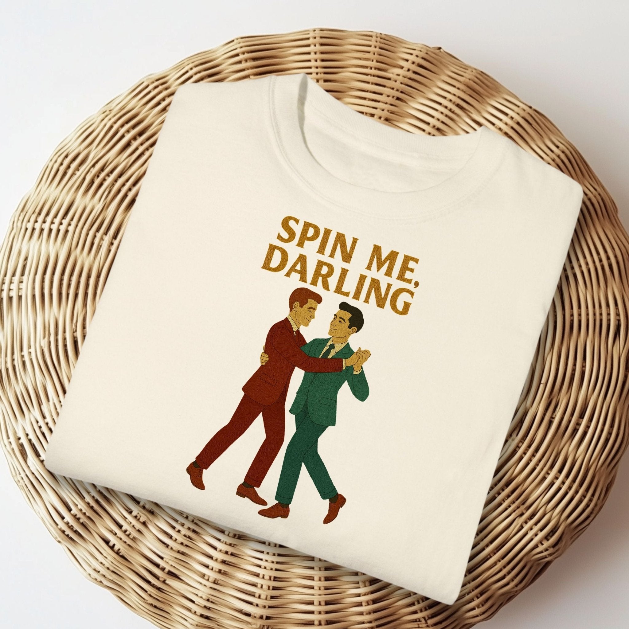 Spin Me Darling Shirt – 1950s Gay Couple T-Shirt, Embroidered Dance Pride Tee - Craig Michael Design