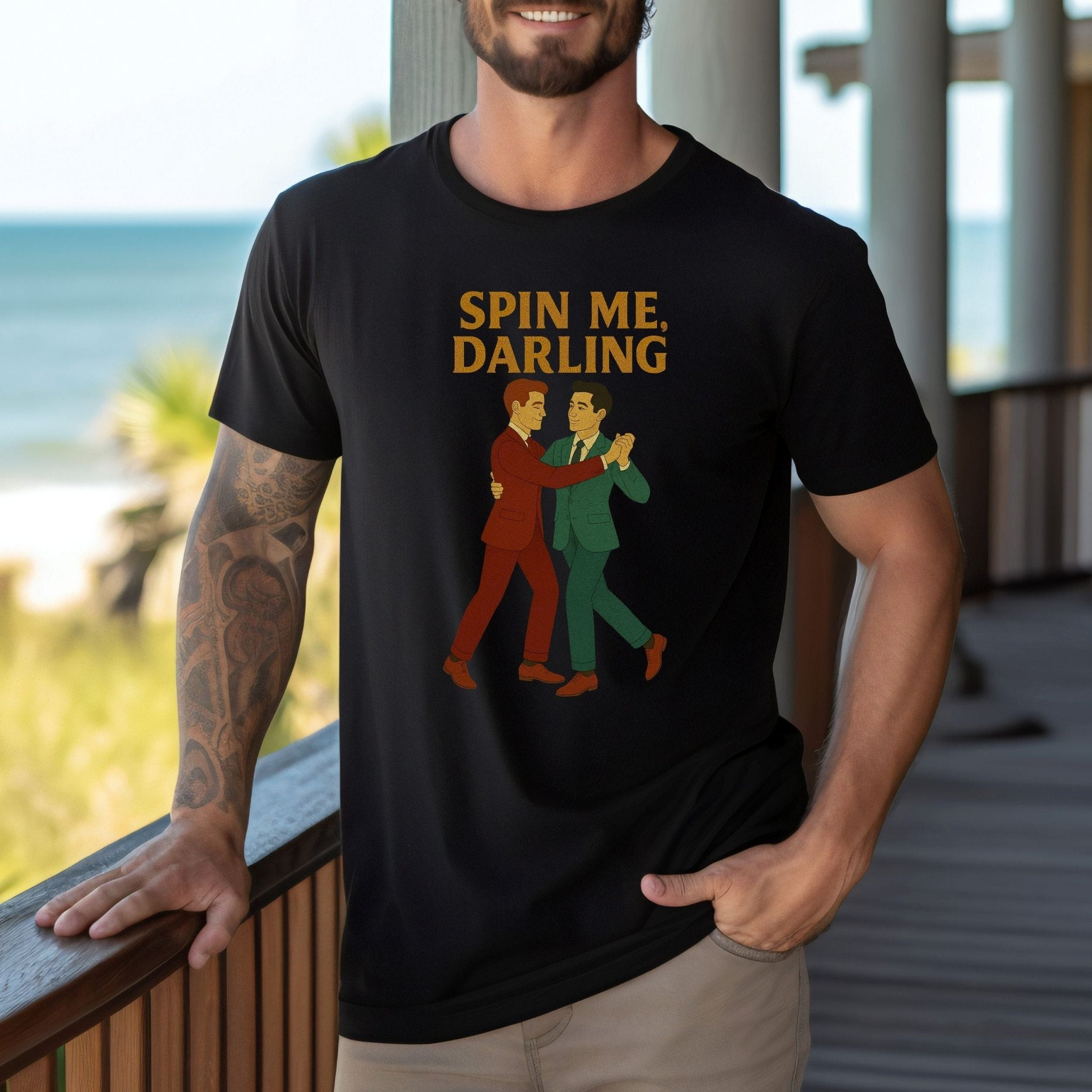 Spin Me Darling Shirt – 1950s Gay Couple T-Shirt, Embroidered Dance Pride Tee - Craig Michael Design