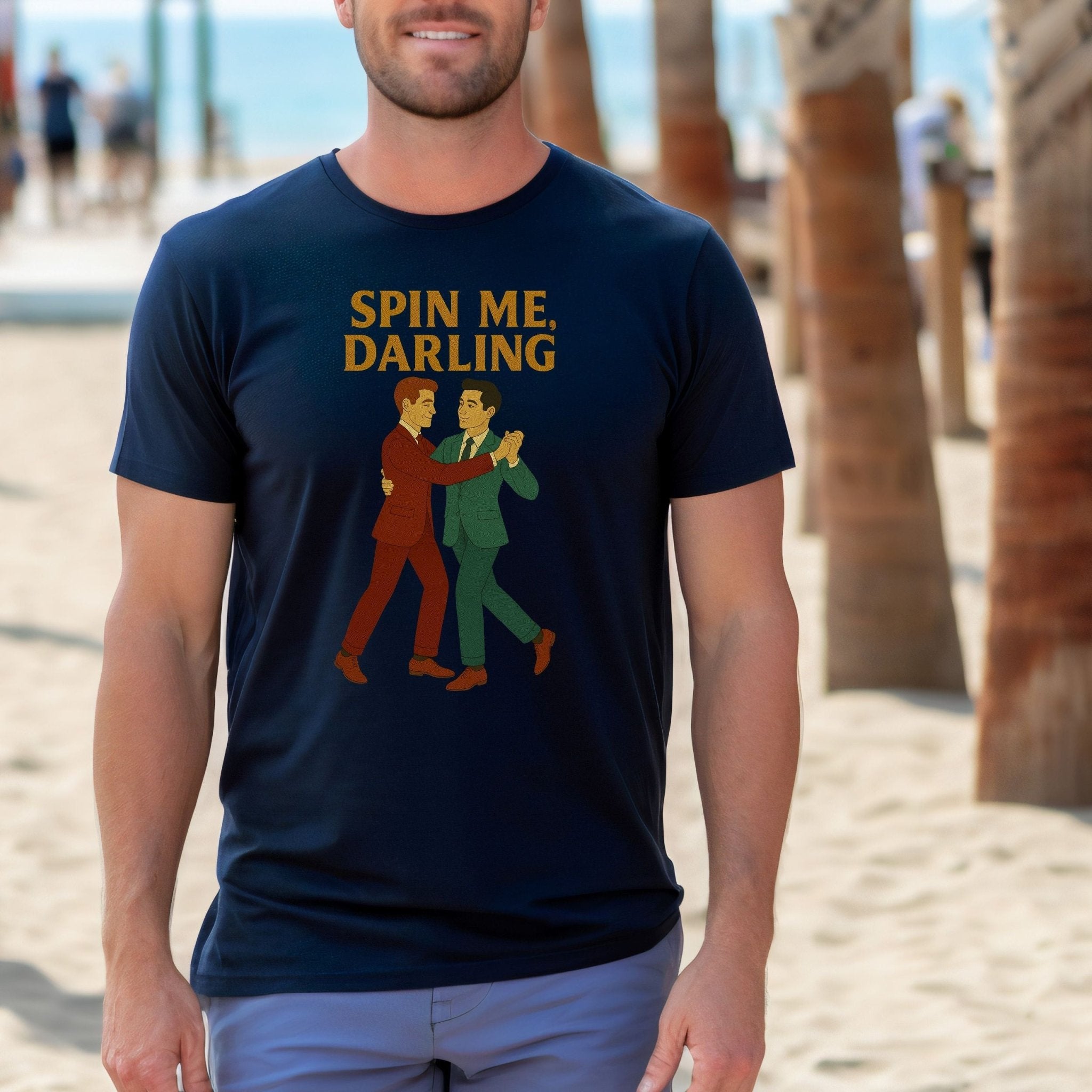 Spin Me Darling Shirt – 1950s Gay Couple T-Shirt, Embroidered Dance Pride Tee - Craig Michael Design