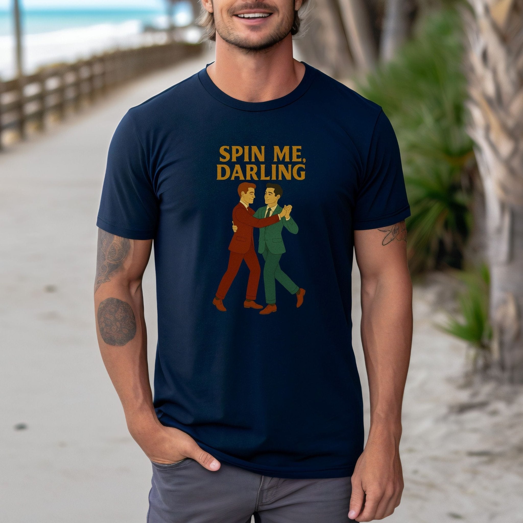 Spin Me Darling Shirt – 1950s Gay Couple T-Shirt, Embroidered Dance Pride Tee - Craig Michael Design