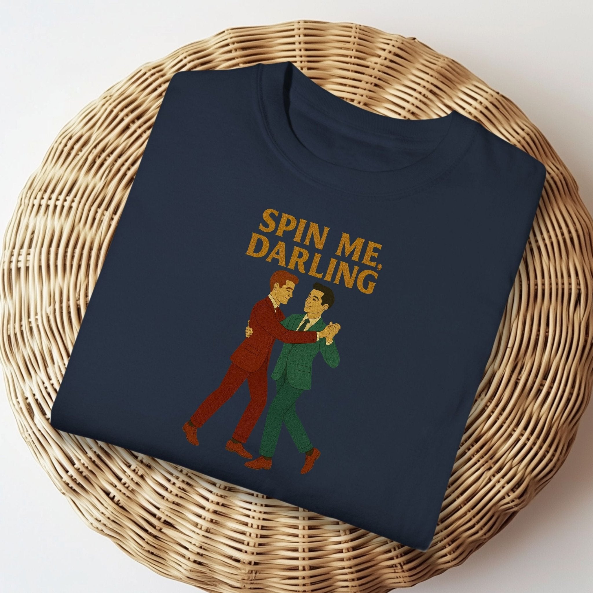 Spin Me Darling Shirt – 1950s Gay Couple T-Shirt, Embroidered Dance Pride Tee - Craig Michael Design