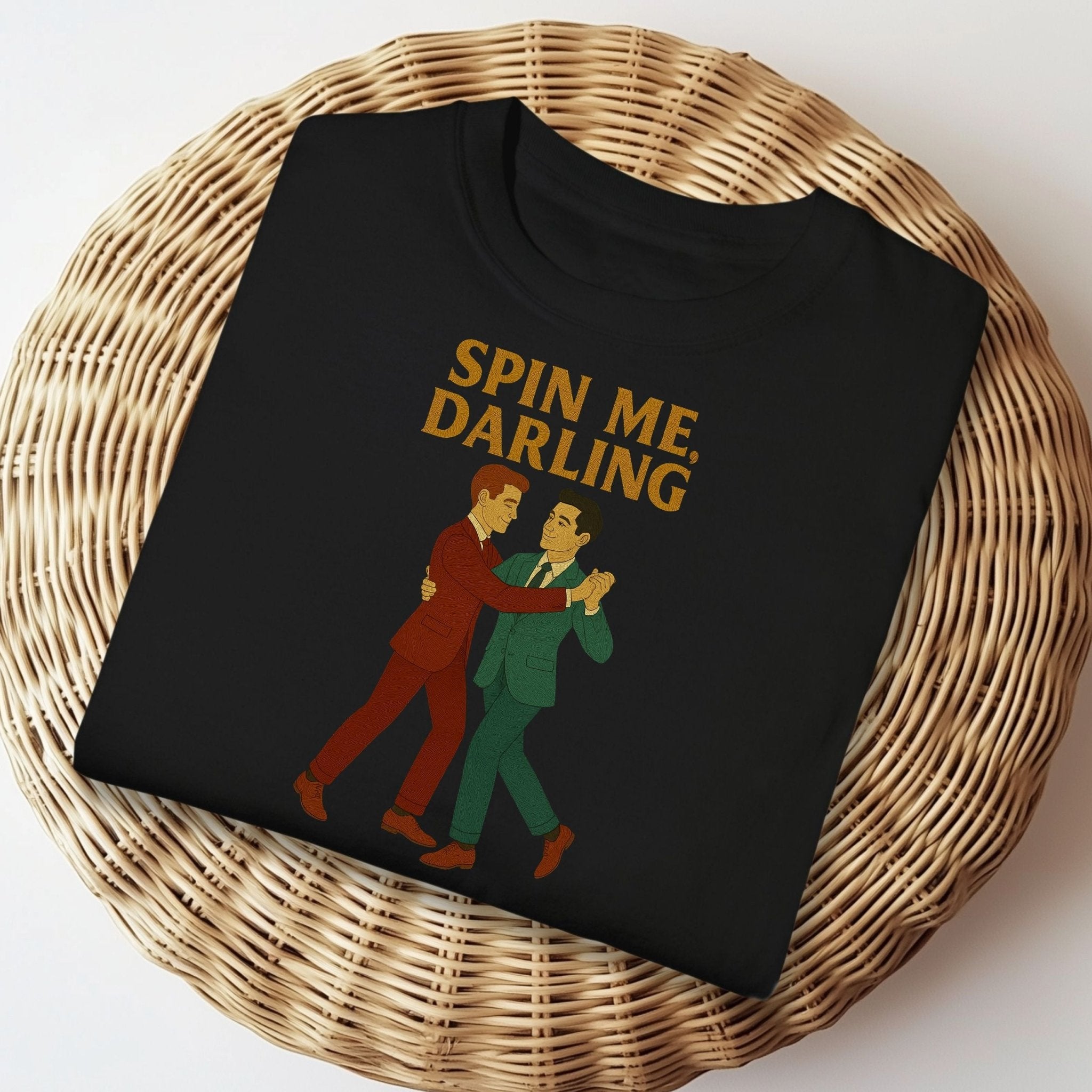 Spin Me Darling Shirt – 1950s Gay Couple T-Shirt, Embroidered Dance Pride Tee - Craig Michael Design