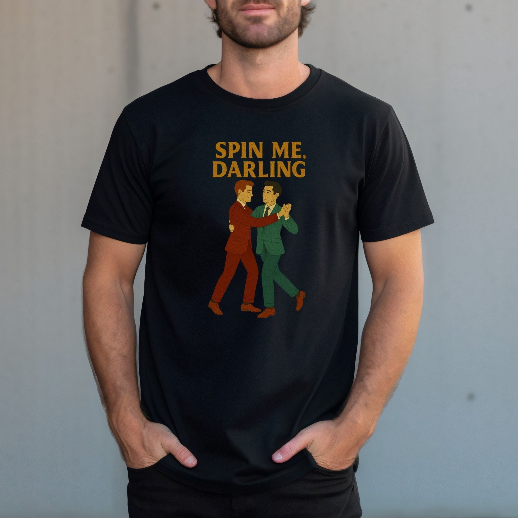Spin Me Darling Shirt – 1950s Gay Couple T-Shirt, Embroidered Dance Pride Tee - Craig Michael Design