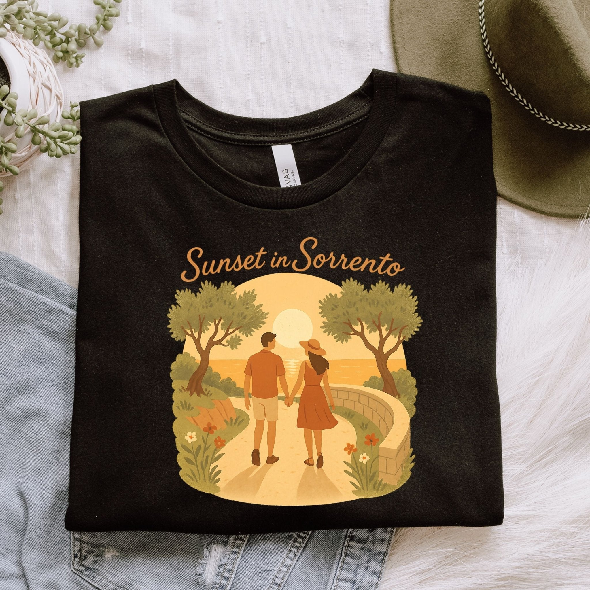 Sunset in Sorrento T-Shirt, Romantic Italy Vacation Tee - Craig Michael Design