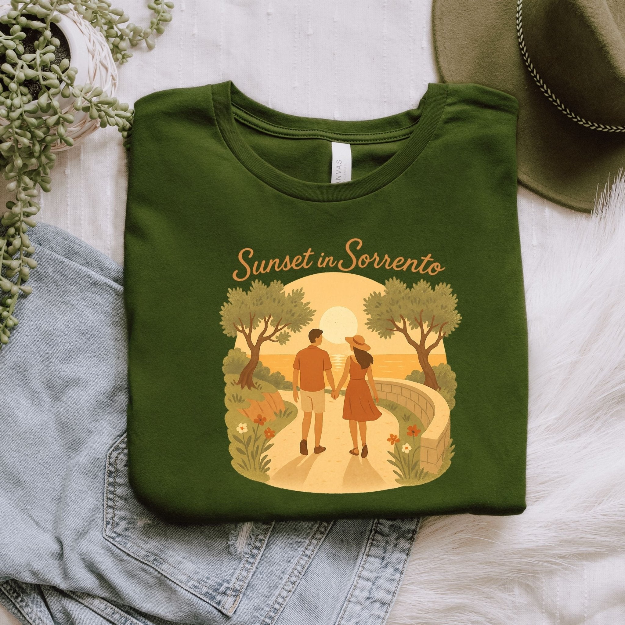 Sunset in Sorrento T-Shirt, Romantic Italy Vacation Tee - Craig Michael Design