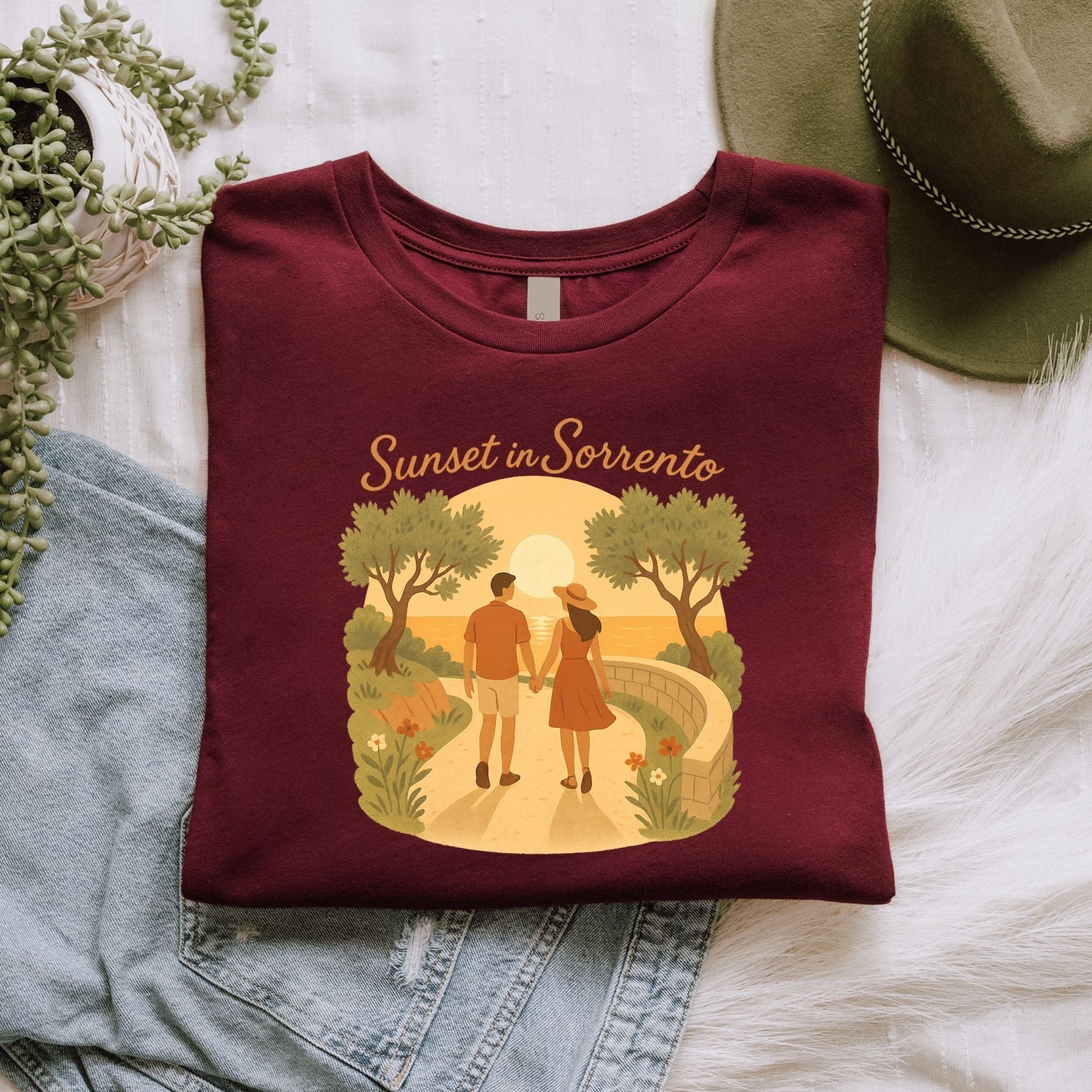 Sunset in Sorrento T-Shirt, Romantic Italy Vacation Tee - Craig Michael Design