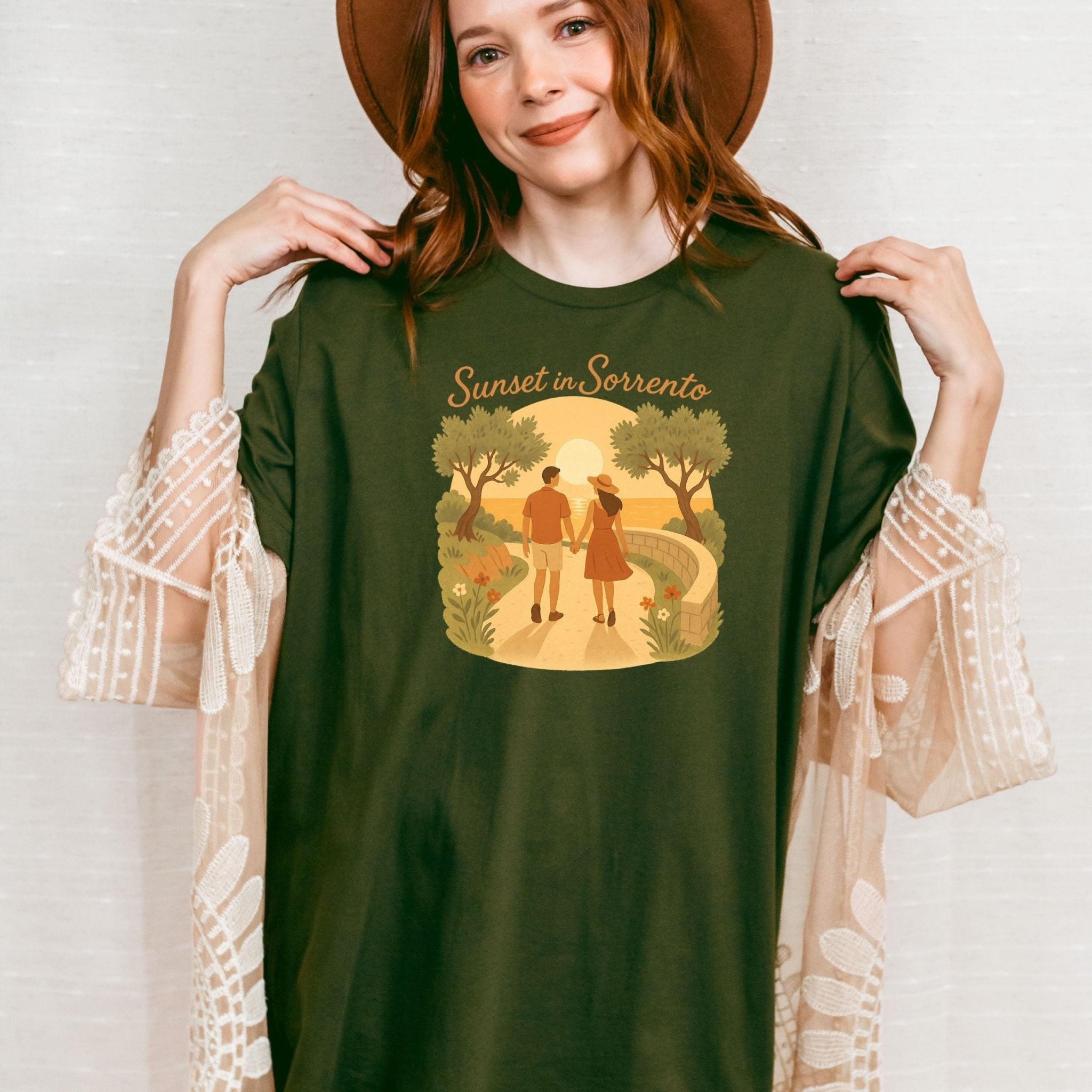 Sunset in Sorrento T-Shirt, Romantic Italy Vacation Tee - Craig Michael Design