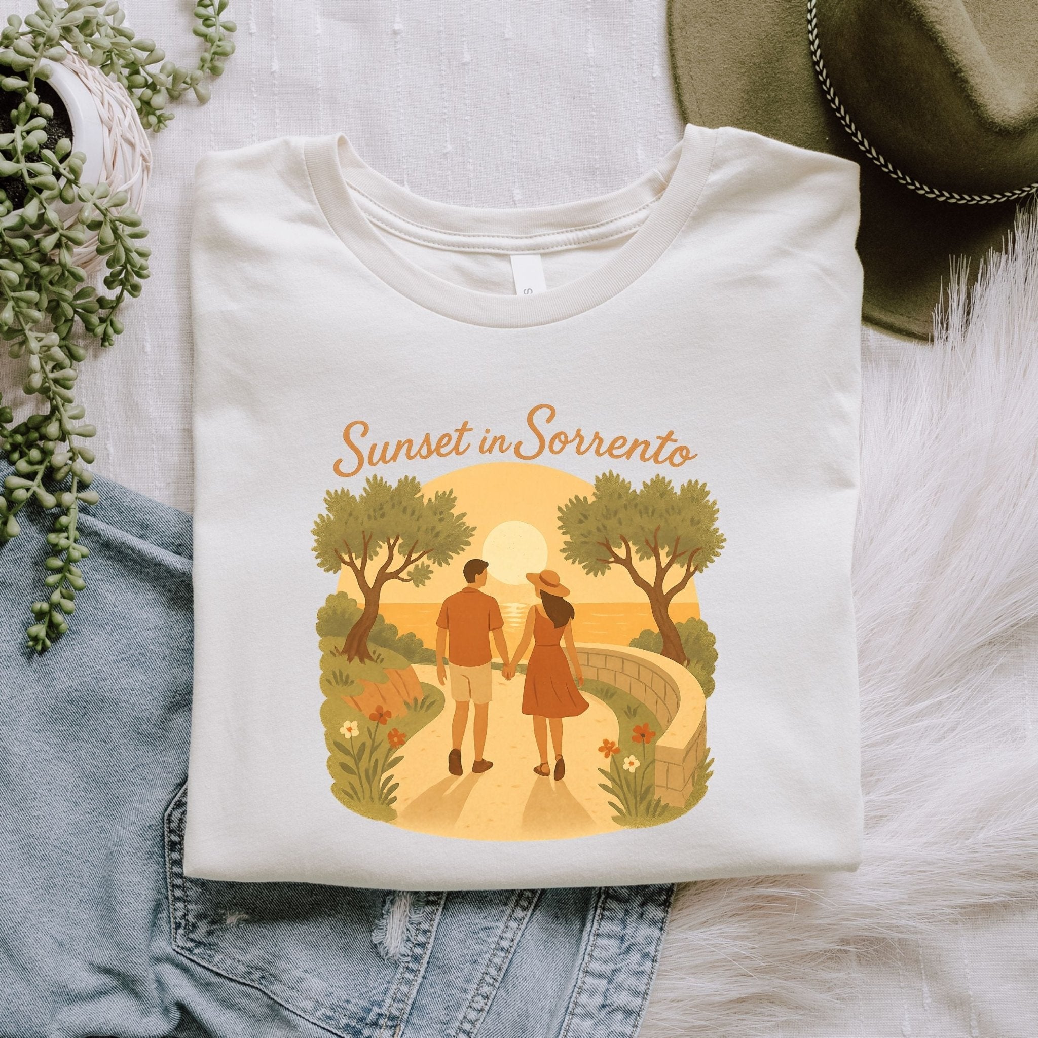 Sunset in Sorrento T-Shirt, Romantic Italy Vacation Tee - Craig Michael Design