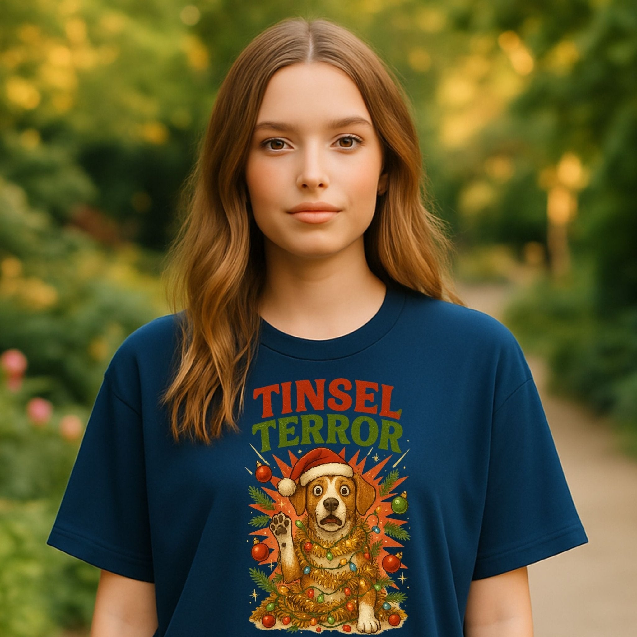 Tinsel Terror Beagle Christmas Holiday Dog Graphic T-Shirt - Craig Michael Design