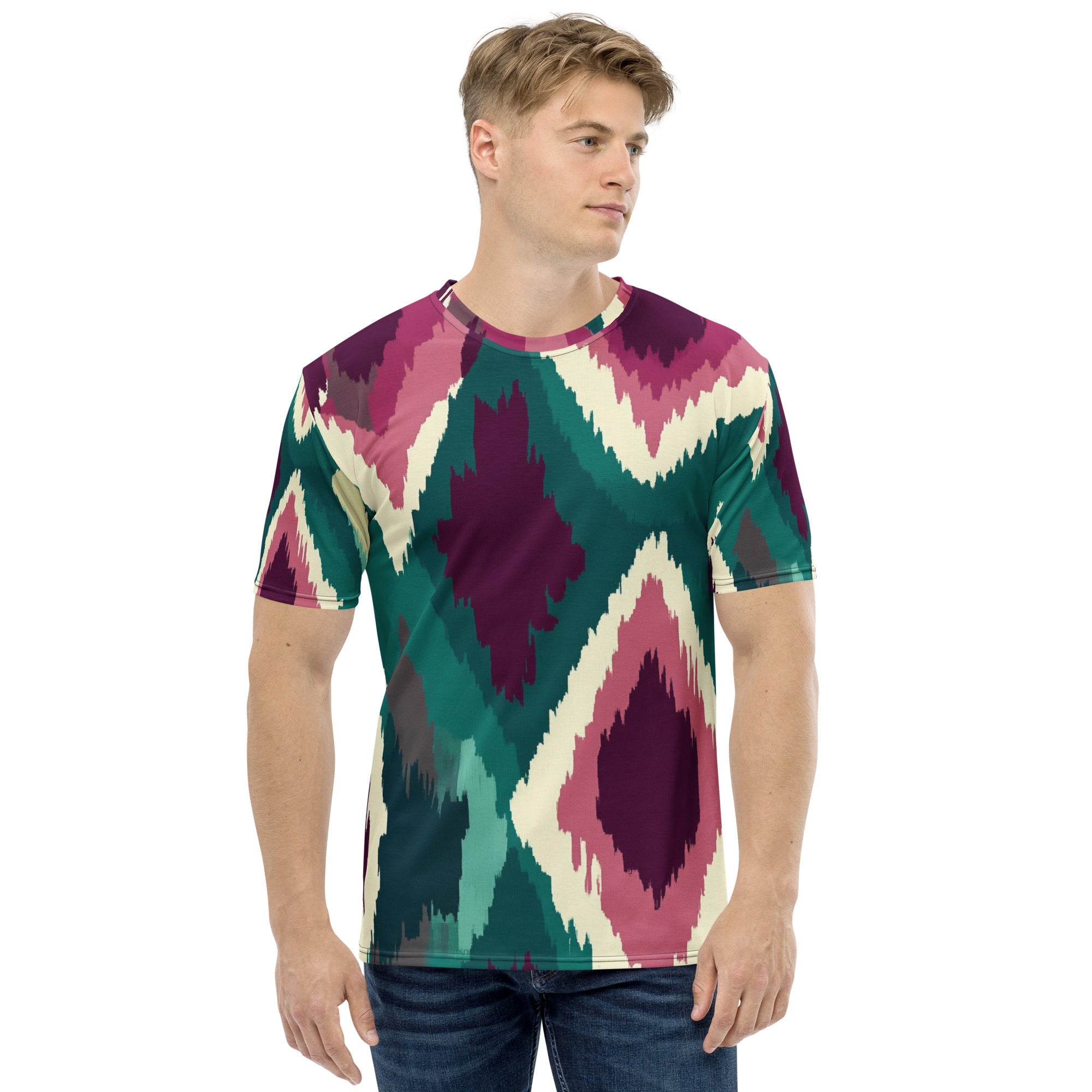 "Tribal Mirage – Ikat - Inspired African Print T-Shirt, Bold Geometric Boho Tee - Craig Michael Design