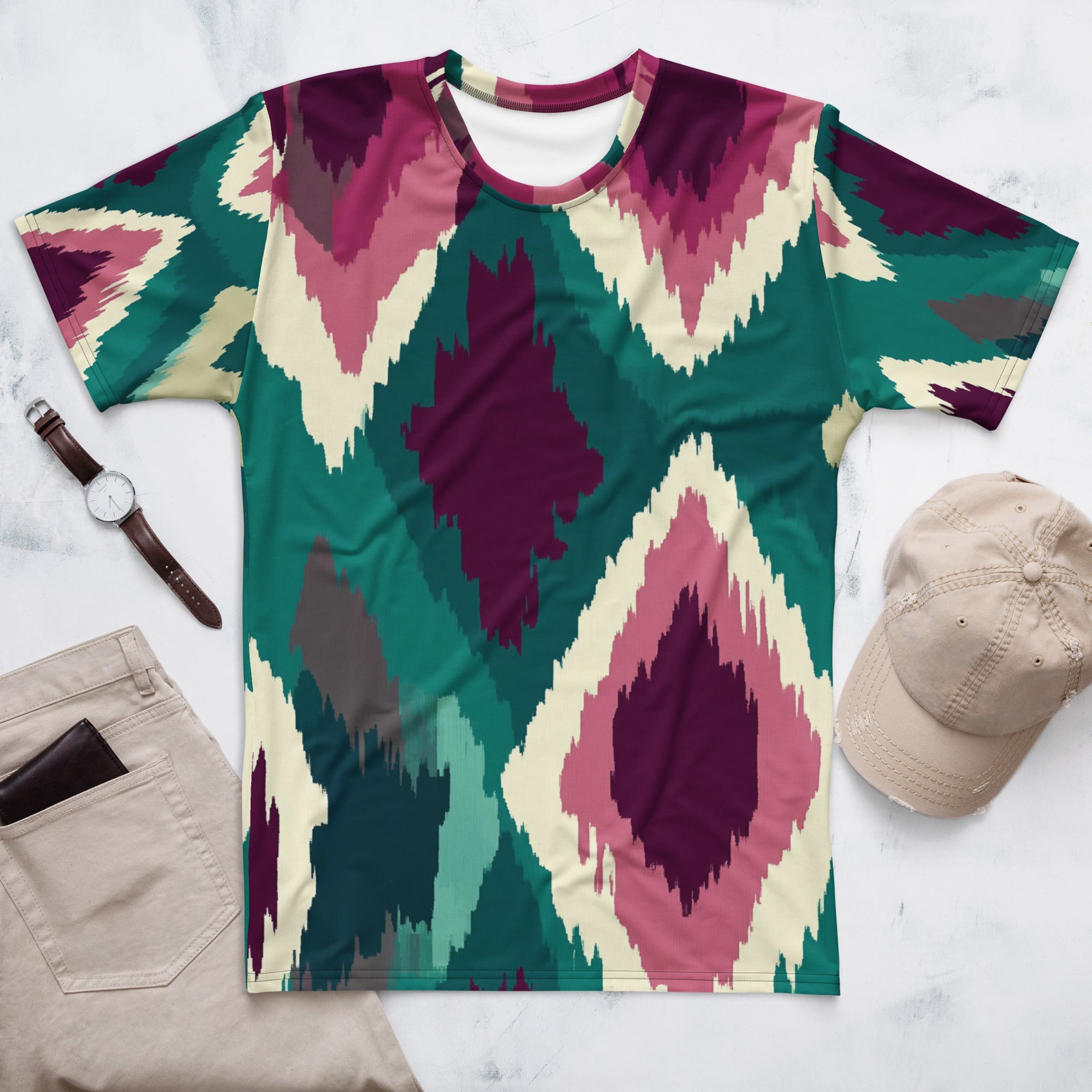 "Tribal Mirage – Ikat - Inspired African Print T-Shirt, Bold Geometric Boho Tee - Craig Michael Design