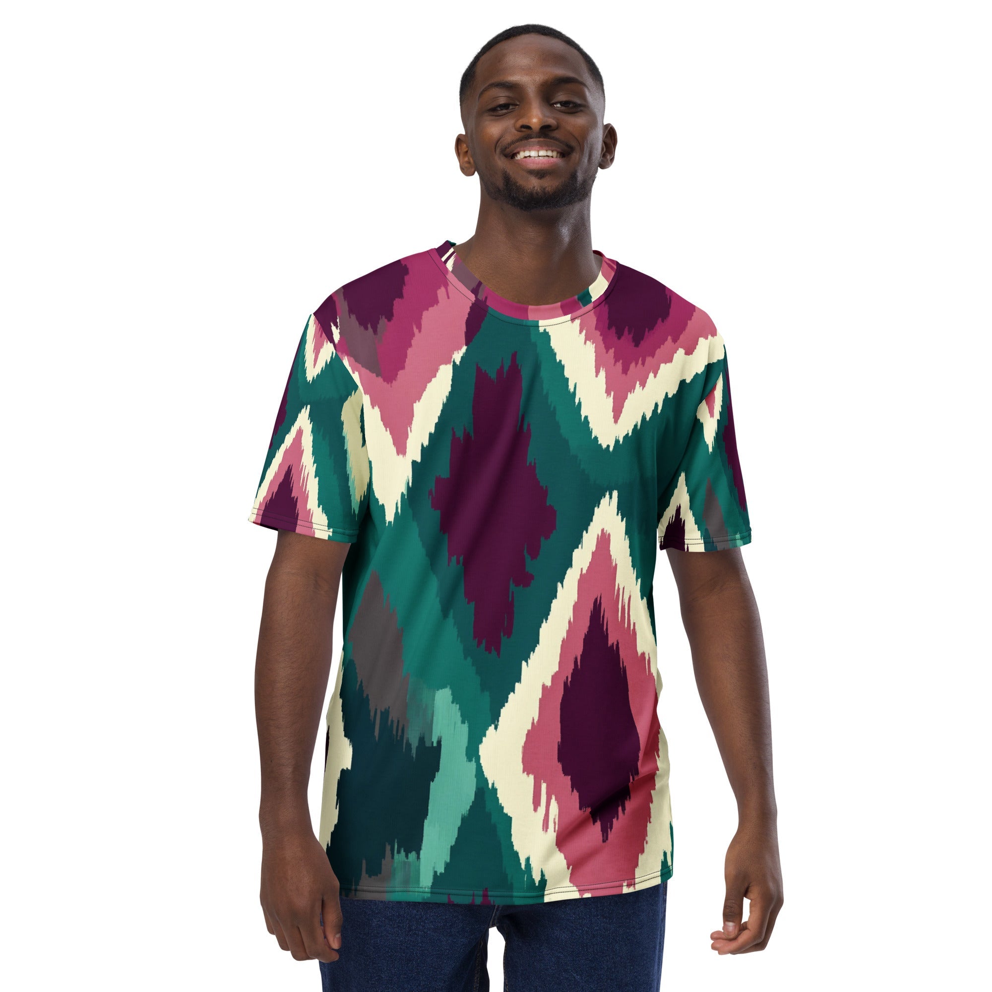 "Tribal Mirage – Ikat - Inspired African Print T-Shirt, Bold Geometric Boho Tee - Craig Michael Design