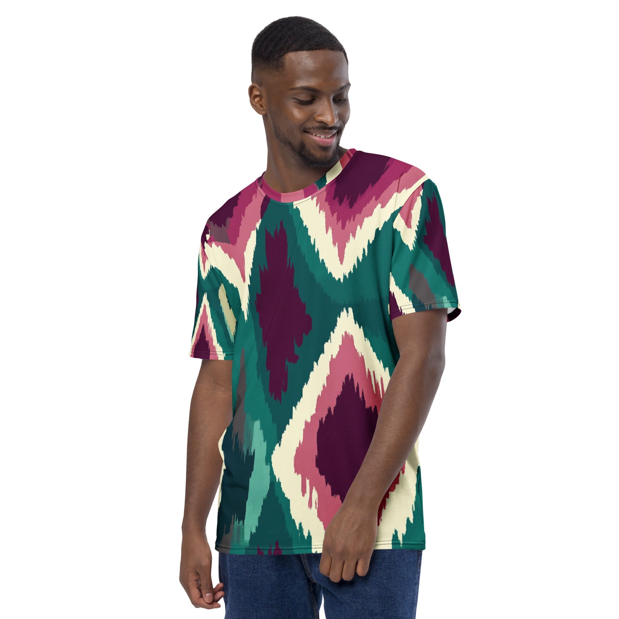 "Tribal Mirage – Ikat - Inspired African Print T-Shirt, Bold Geometric Boho Tee - Craig Michael Design