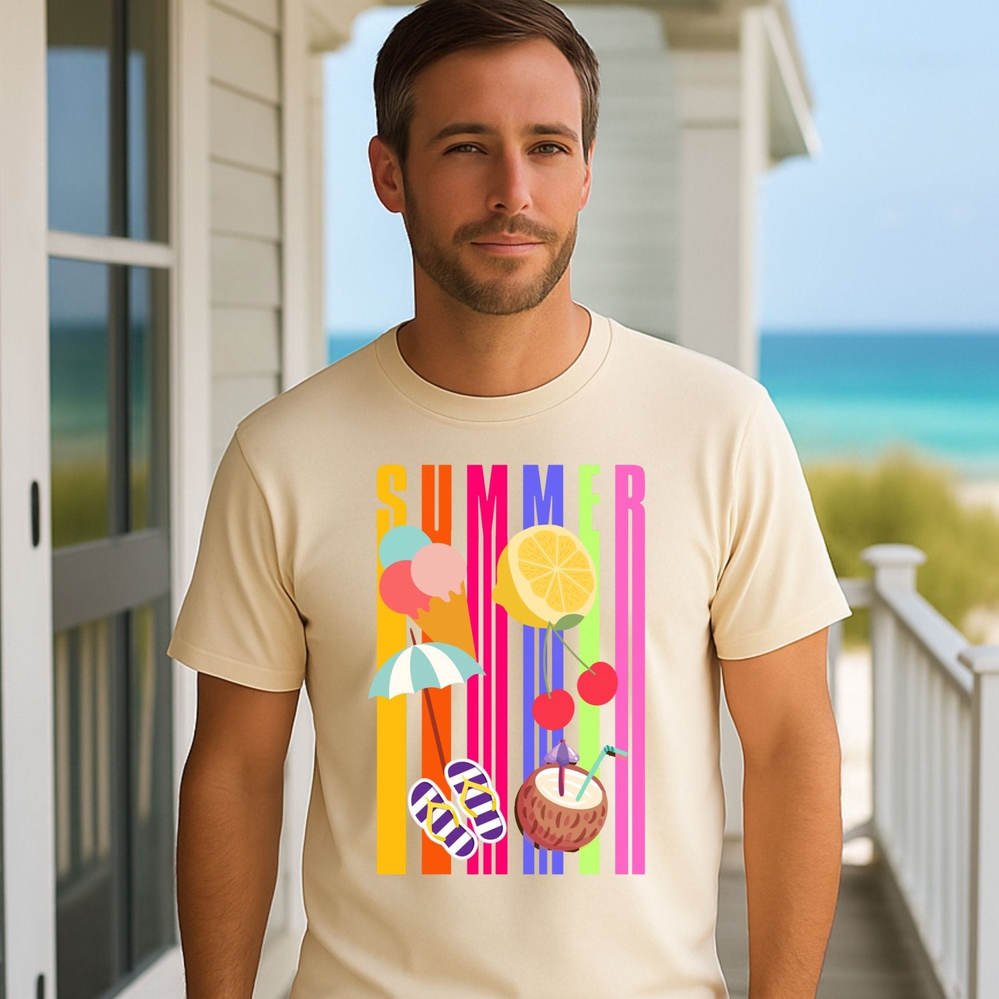Tropical Summer T-Shirt, Colourful Fruit Beach Shirt, Fun Holiday Tee - Craig Michael Design