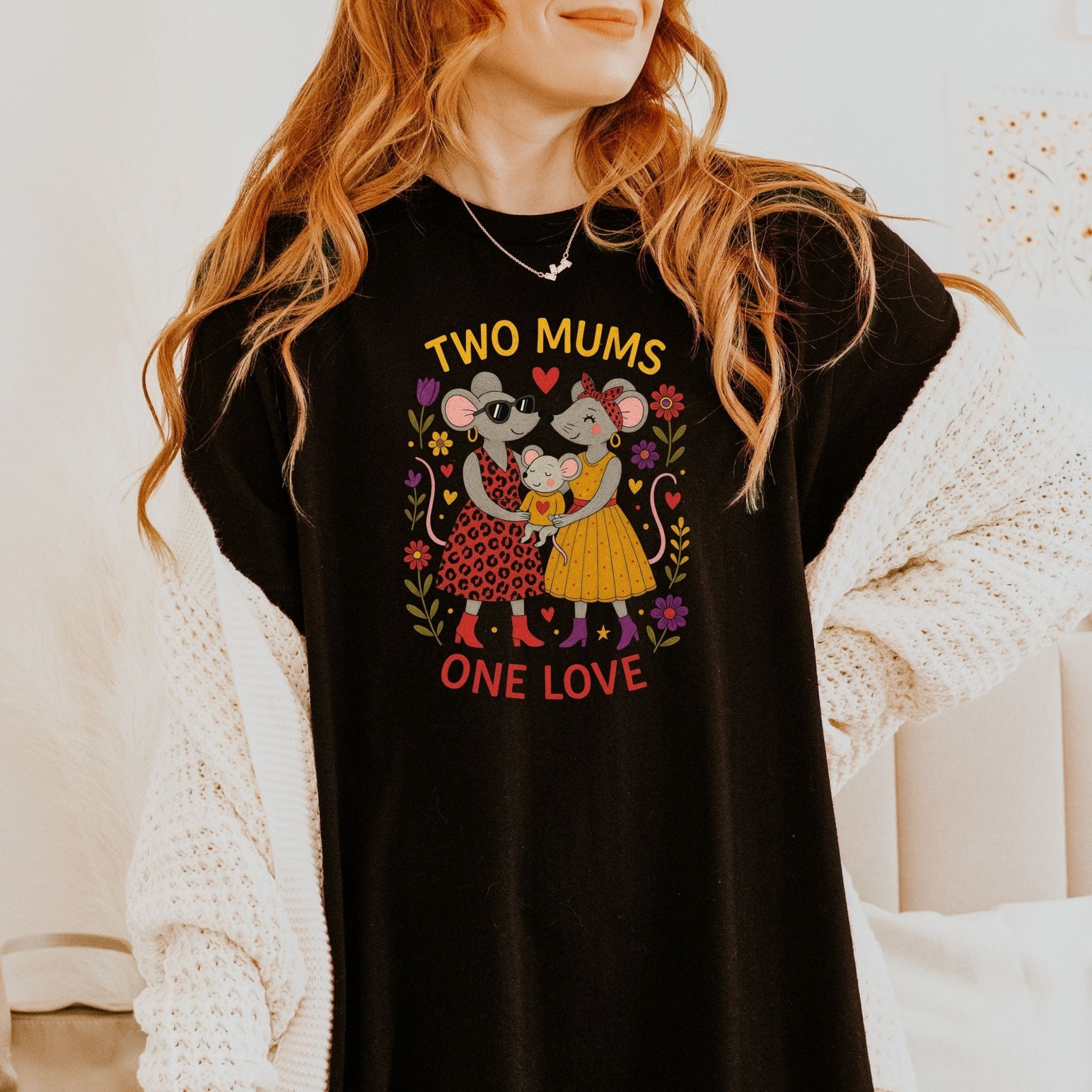 Two Mums One Love T-Shirt, Lesbian Mum Gift - Craig Michael Design