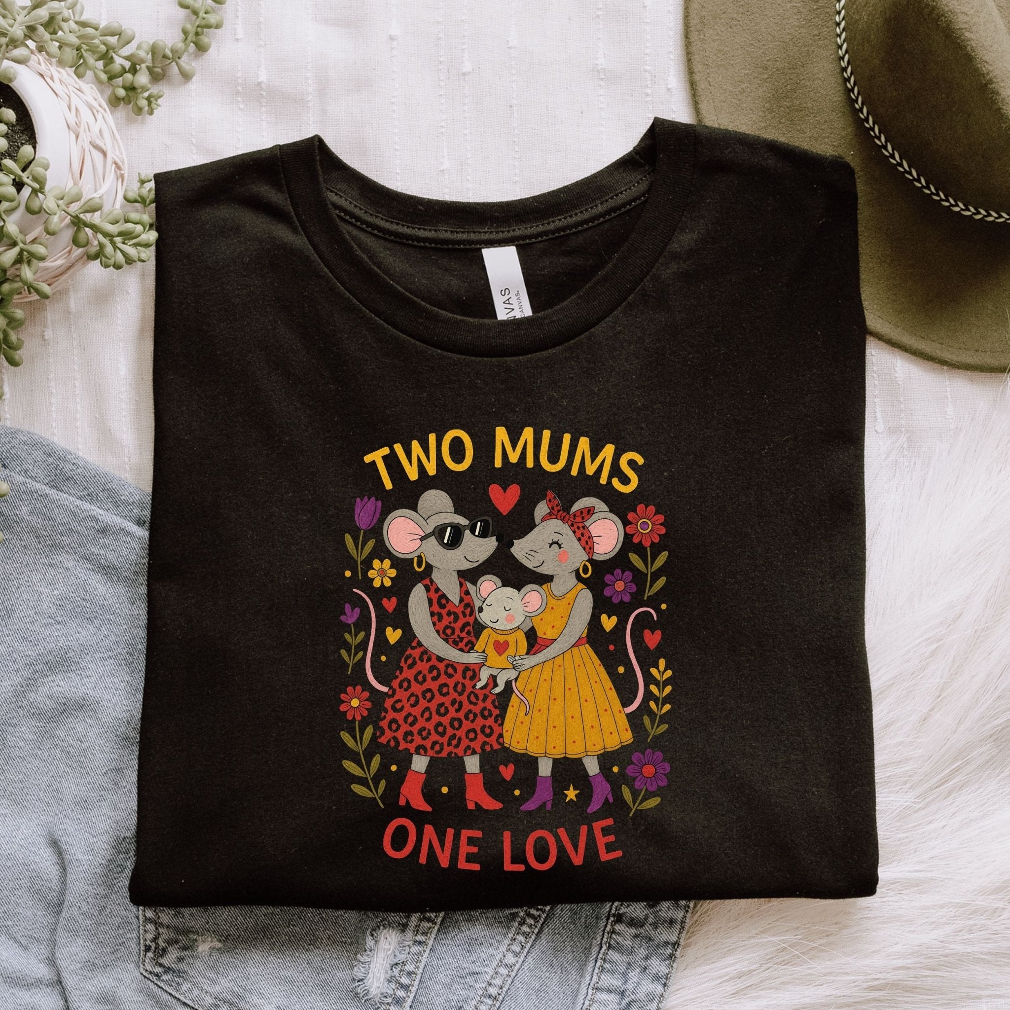 Two Mums One Love T-Shirt, Lesbian Mum Gift - Craig Michael Design
