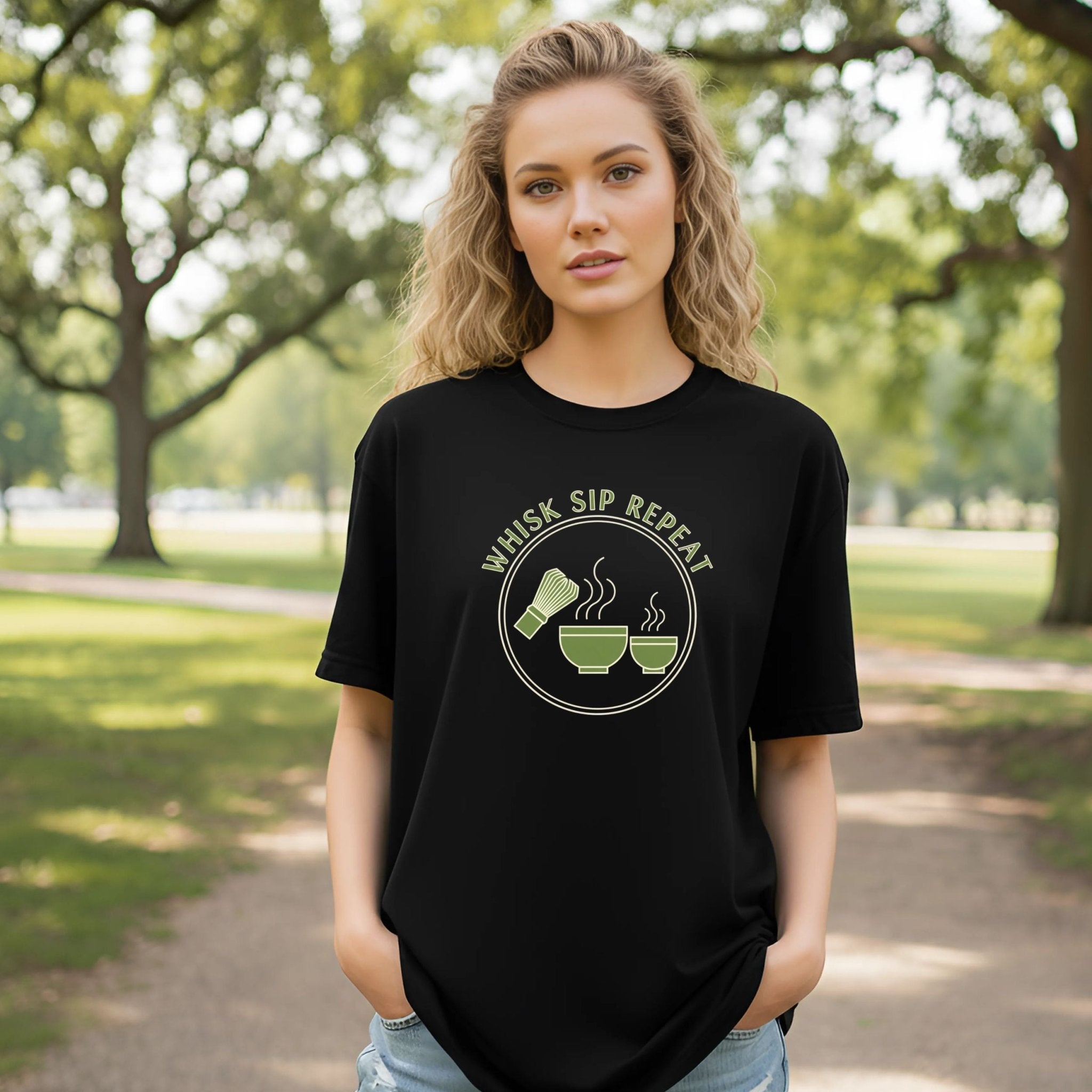 Whisk Sip Repeat T-Shirt, Matcha Lover Tee, Japanese Tea Shirt, Minimal Café Aesthetic Top, Matcha Gift for Her - Craig Michael Design
