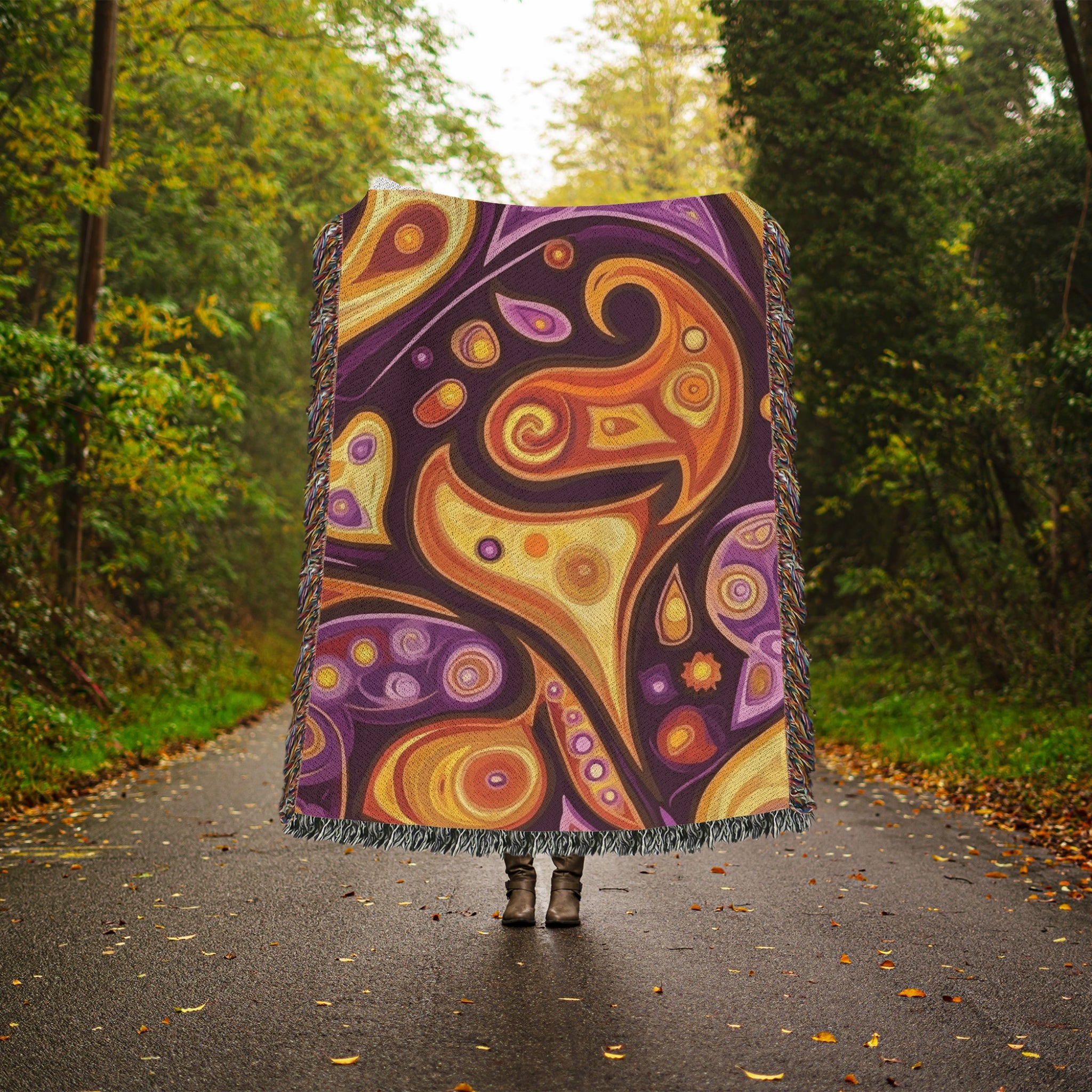 Woven Blanket - Psychedelic Abstract Art Throw Blanket, Colorful Swirl Pattern, Bohemian Home Decor - Craig Michael Design