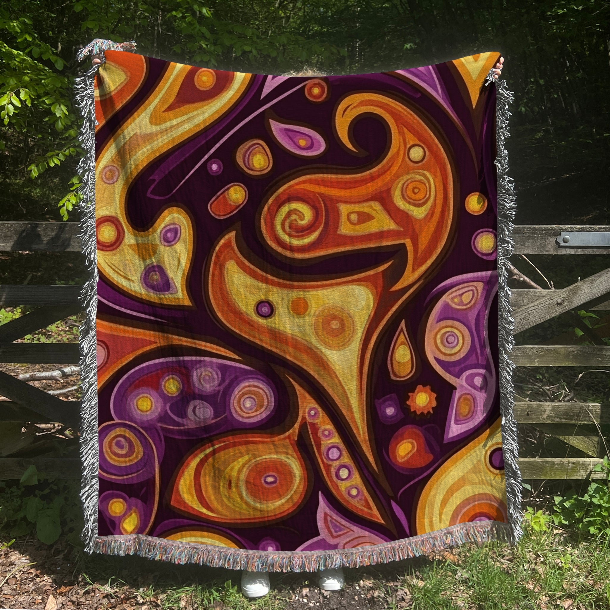 Woven Blanket - Psychedelic Abstract Art Throw Blanket, Colorful Swirl Pattern, Bohemian Home Decor - Craig Michael Design