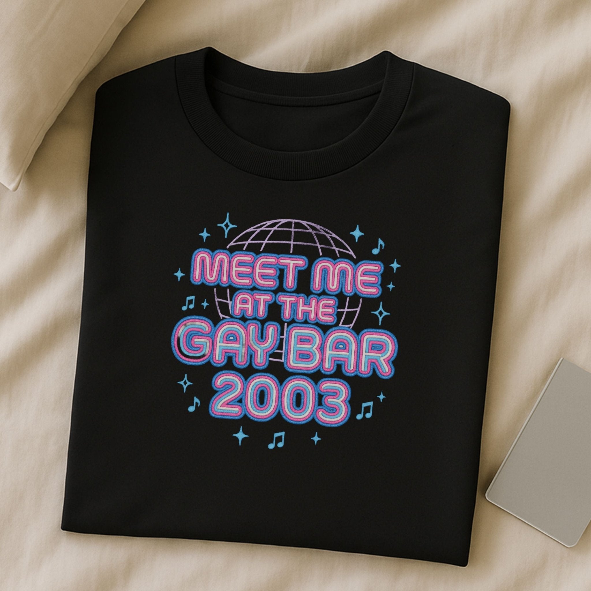 Y2K Gay Club T-Shirt, Retro Dance Party Tee, Meet Me at the Gay Bar 2003 Shirt - Craig Michael Design