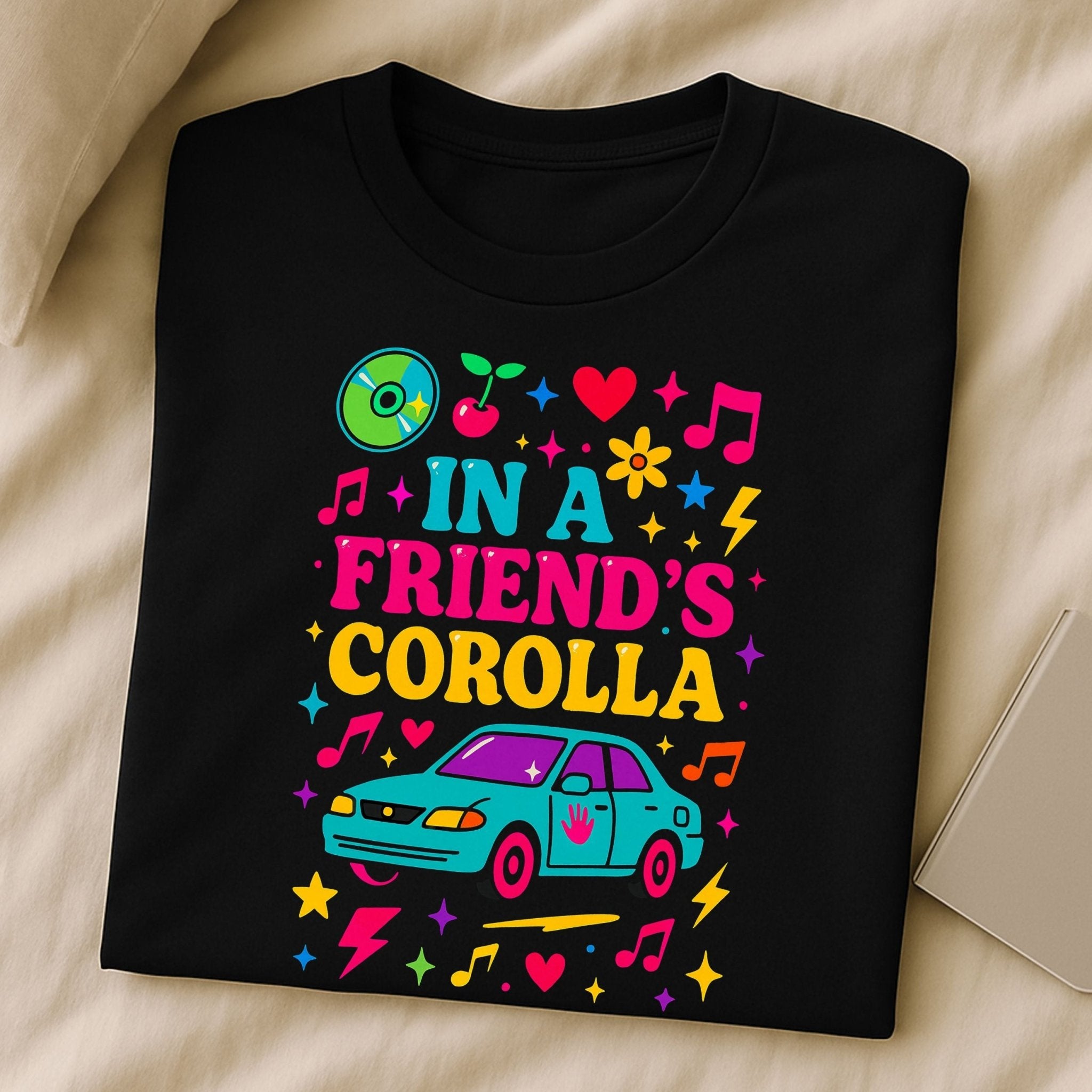 Y2K Graphic Tee, 2000s Nostalgia Shirt, Funny Gen Z T-Shirt, 'In a friend's Corolla' - Craig Michael Design