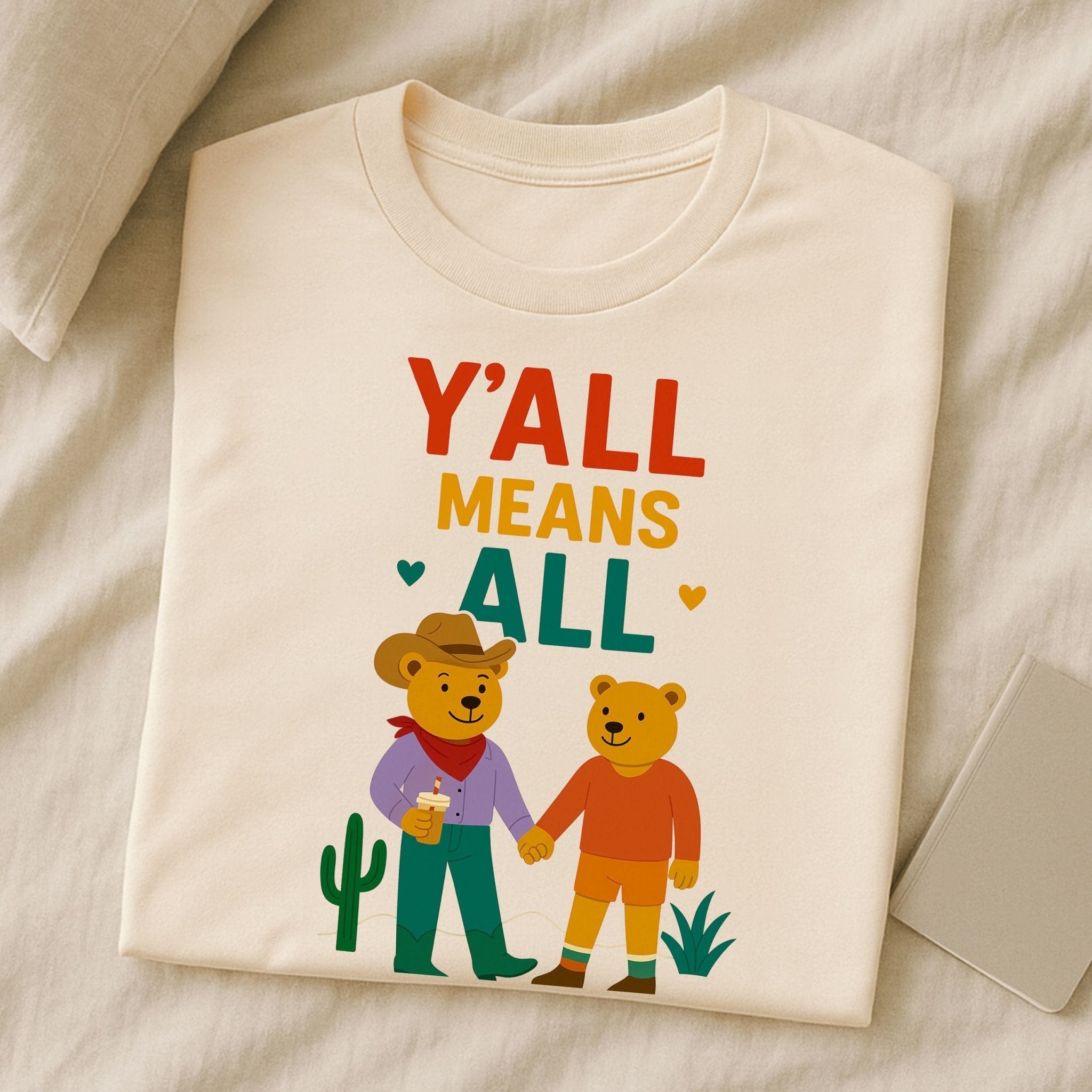 Y’all Means All Shirt, Gay Cowboy Bear T-Shirt, LGBTQ Pride Tee for Him - Craig Michael Design