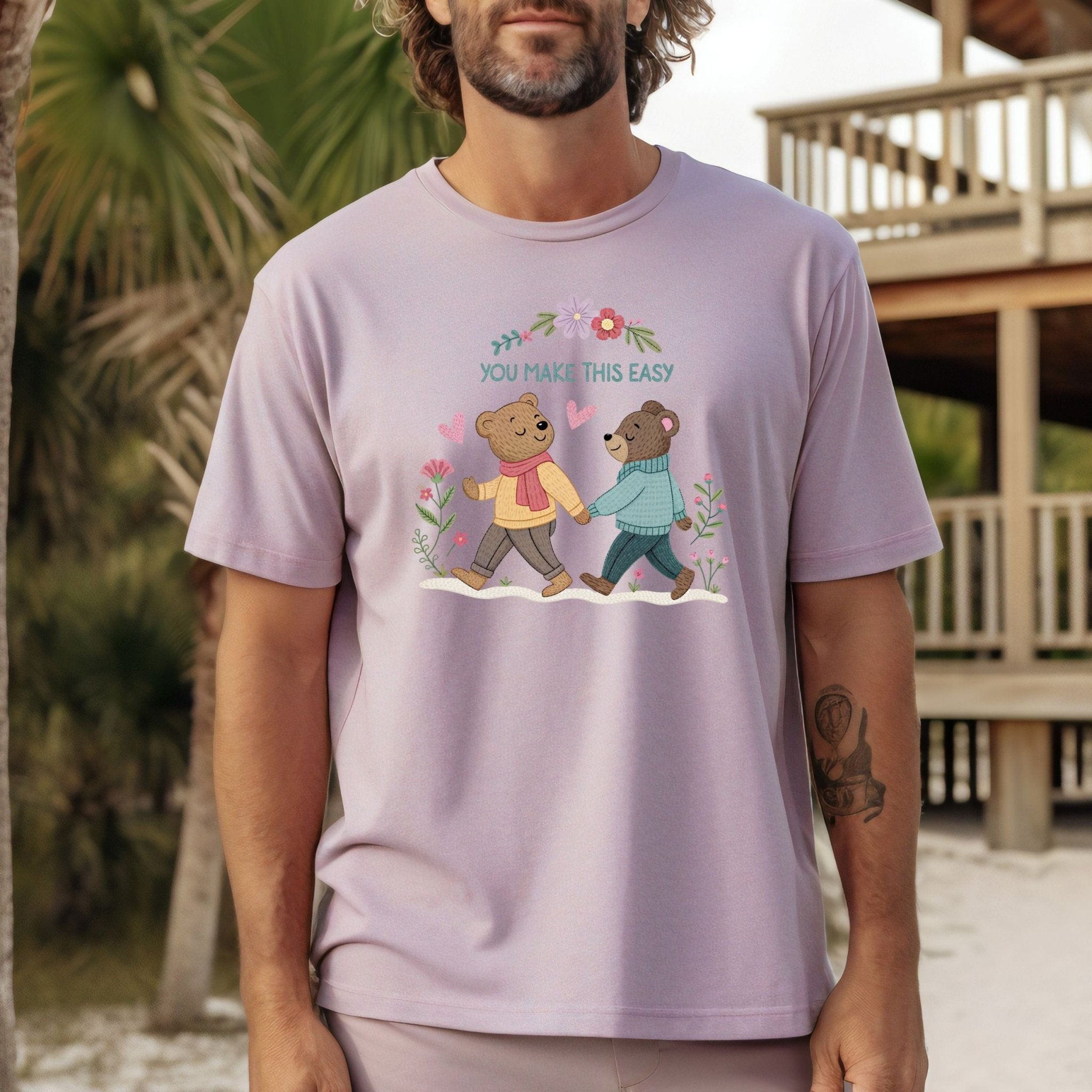 You Make This Easy T-Shirt, Gay Couple Bear Design, Embroidered Style LGBTQ Gift - Craig Michael Design