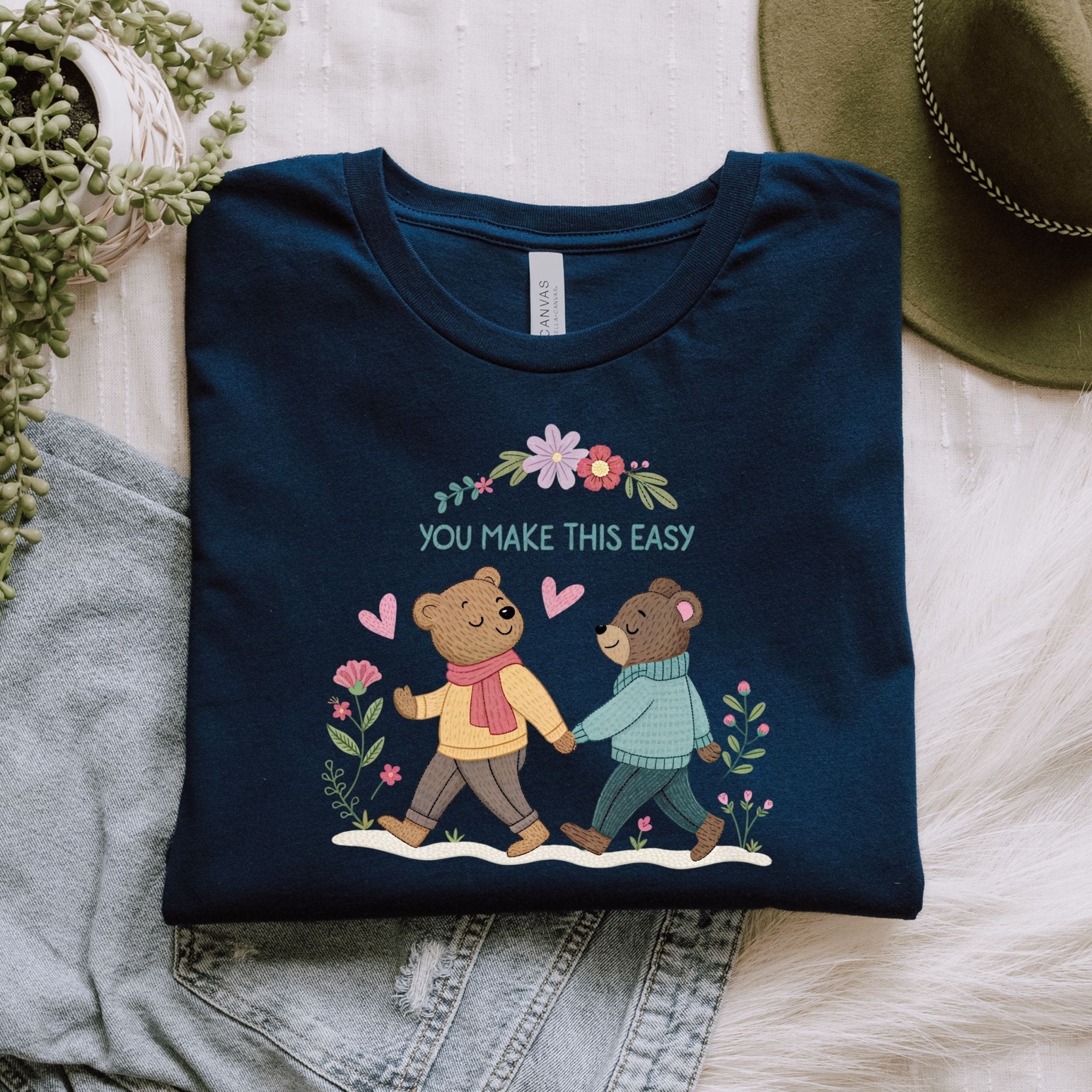 You Make This Easy T-Shirt, Gay Couple Bear Design, Embroidered Style LGBTQ Gift - Craig Michael Design