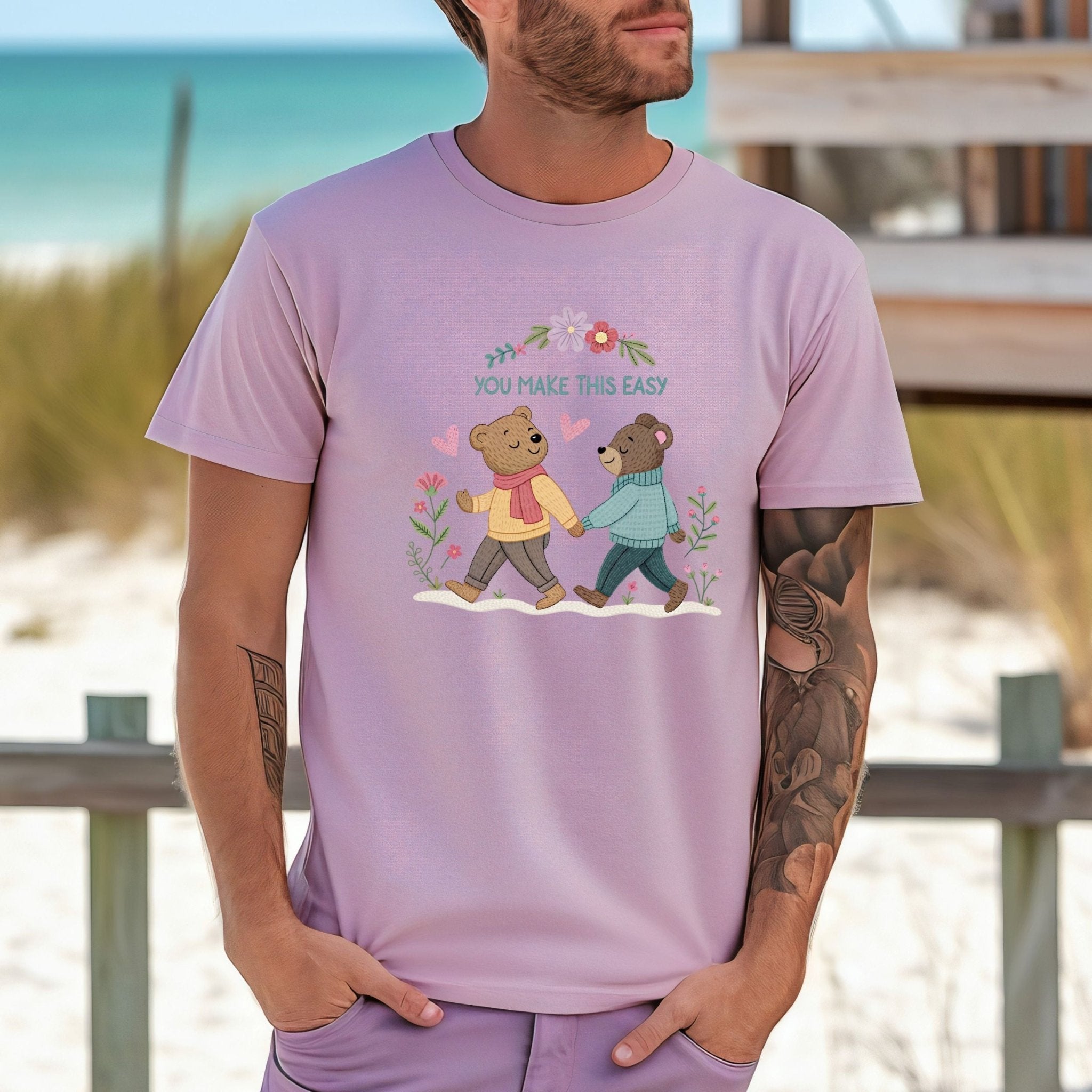You Make This Easy T-Shirt, Gay Couple Bear Design, Embroidered Style LGBTQ Gift - Craig Michael Design