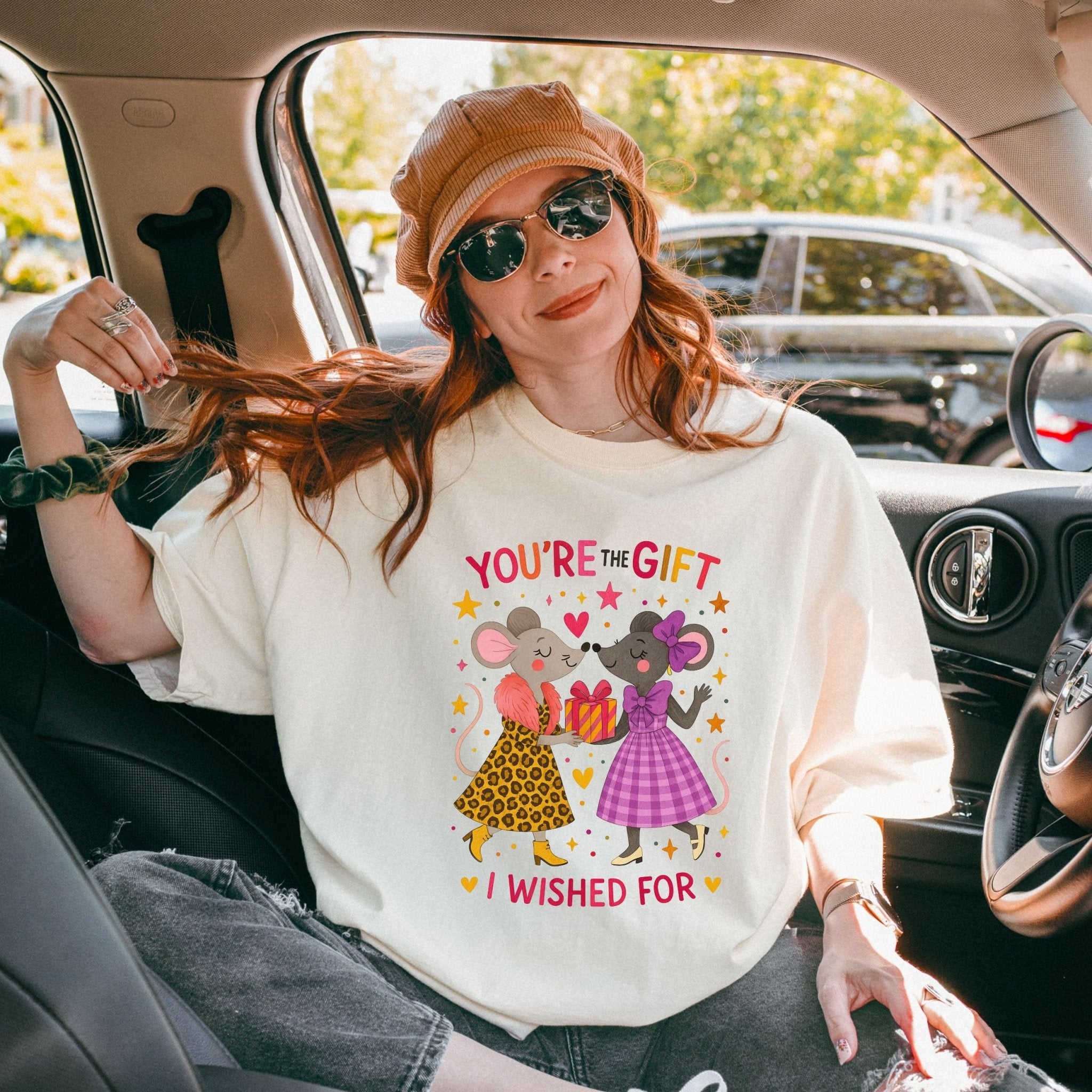 You're the Gift I Wished For Tee, Comfort Colours Lesbian Birthday Shirt, Mouse Couple T-Shirt for Her, Cute LGBTQ Gift for Girlfriend - Craig Michael Design