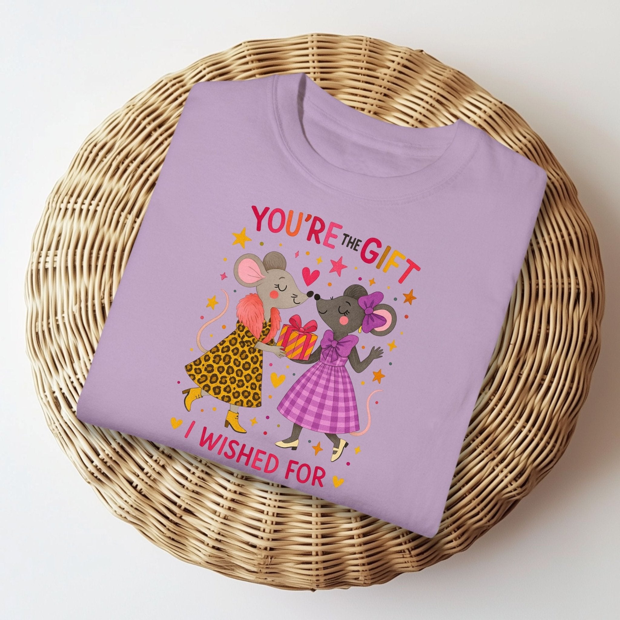 You're the Gift I Wished For Tee, Comfort Colours Lesbian Birthday Shirt, Mouse Couple T-Shirt for Her, Cute LGBTQ Gift for Girlfriend - Craig Michael Design